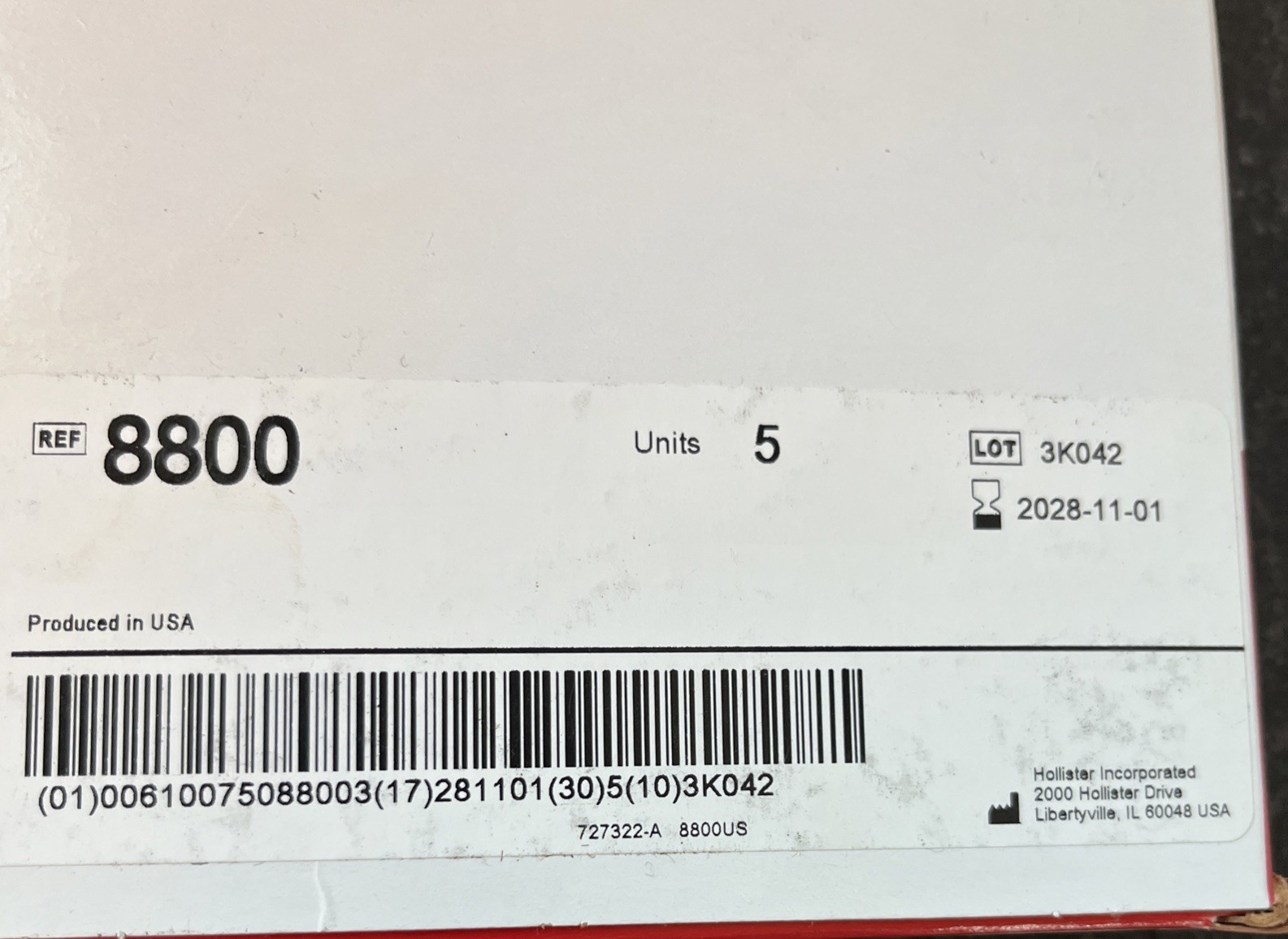 New Box of 5 Hollister 8800 Flextend Ostomy Skin Barrier 4 x 4″ Exp 2028
