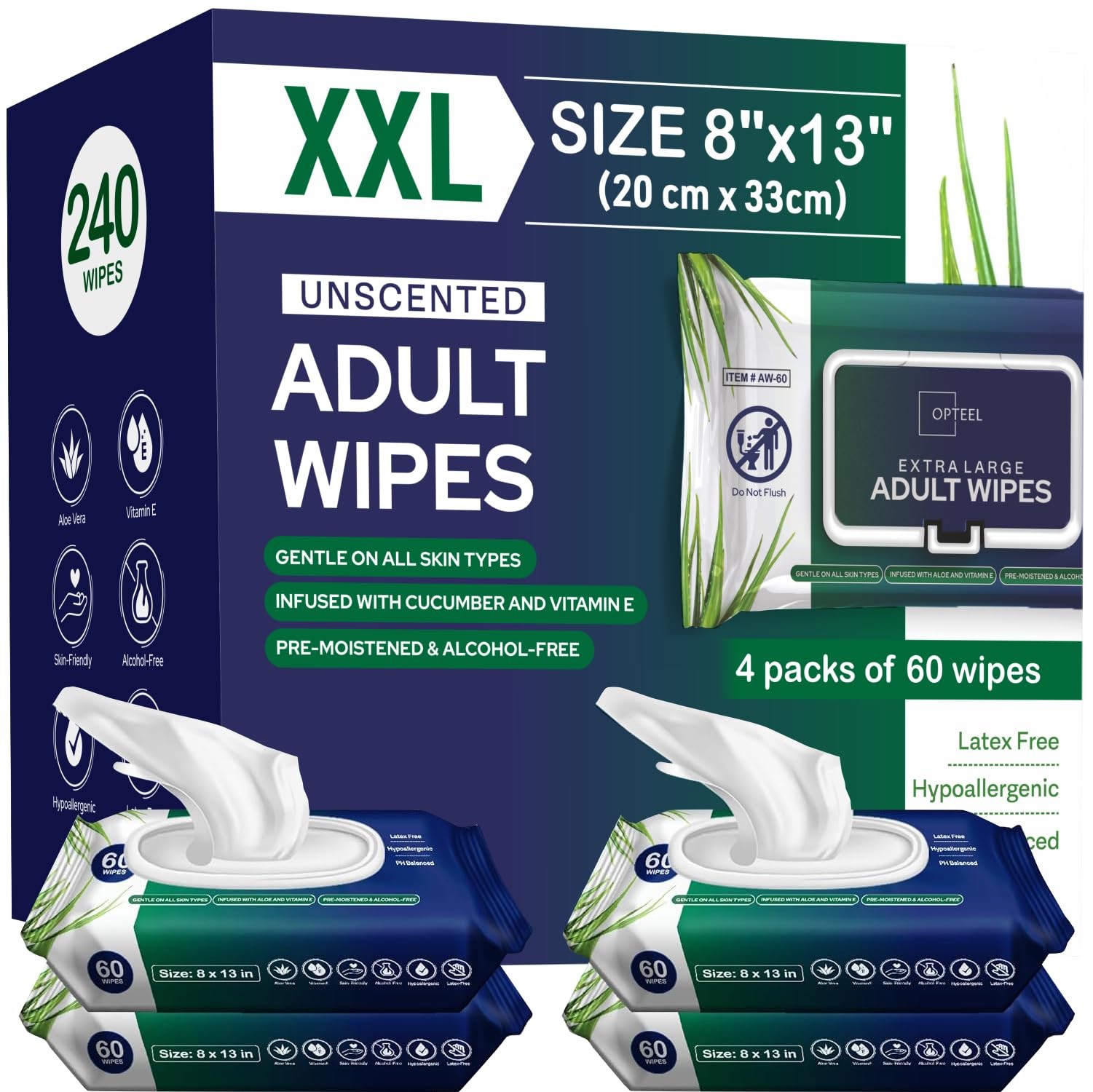 Adult Wipes For Elderly – 8″x13″ Extra Large & Soft Wet Wipes for Adults Bath…
