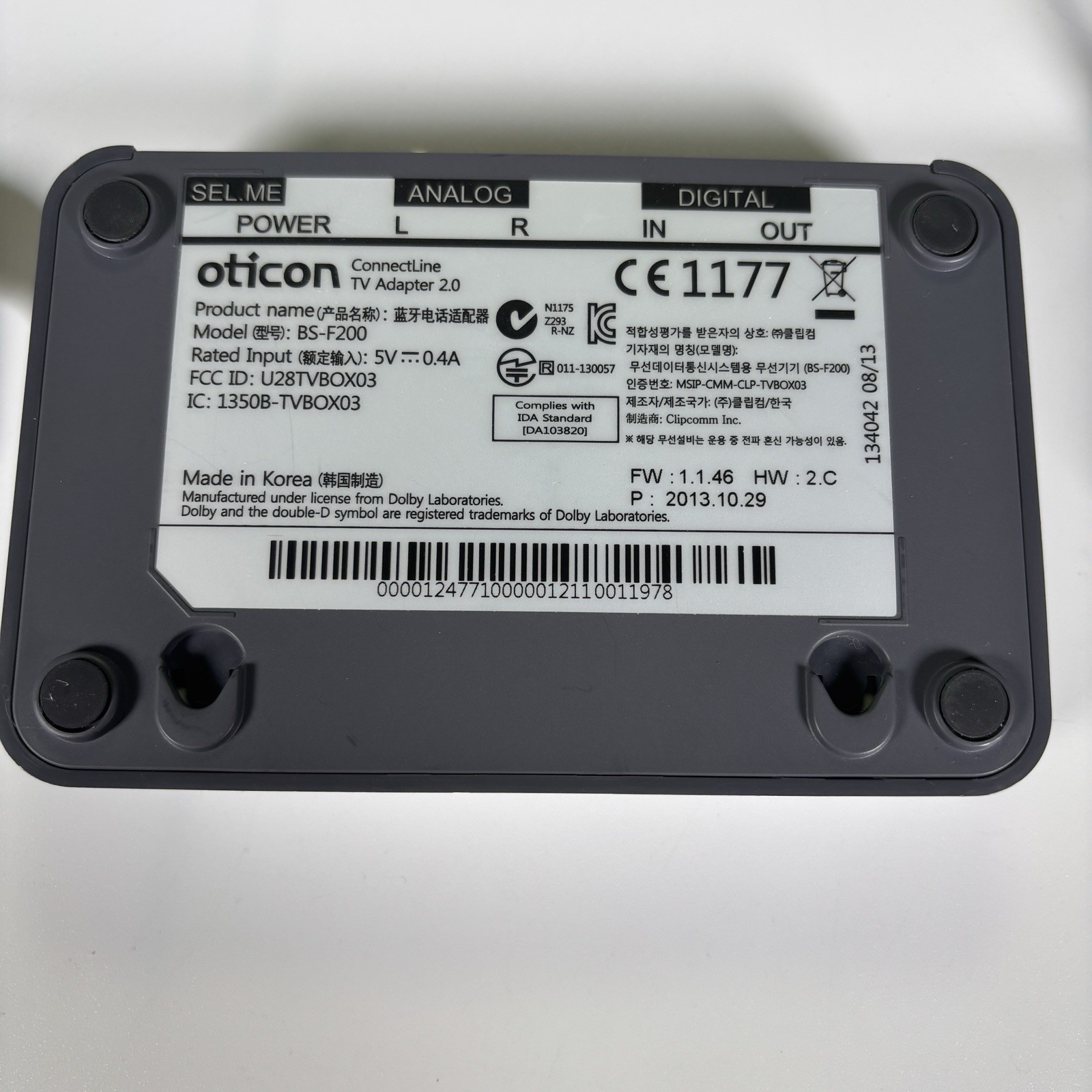 OTICON CONNECTLINE DOLBY DIGITAL TV ADAPTER TV 2.0 OTICON HEARING AIDS Lot