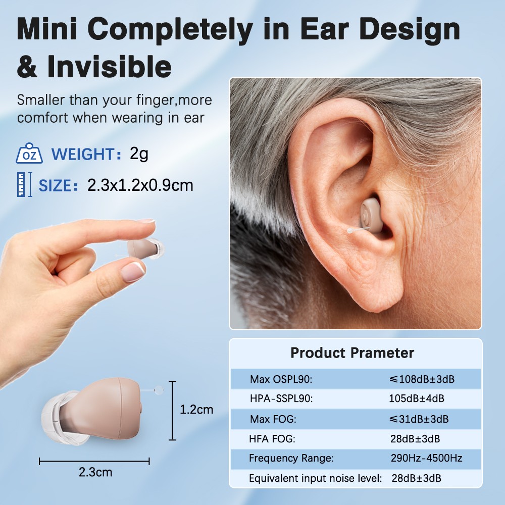JINGHAO Hearing aids FOR Elderly hearing loss, ITE Amplifier US LOCAL