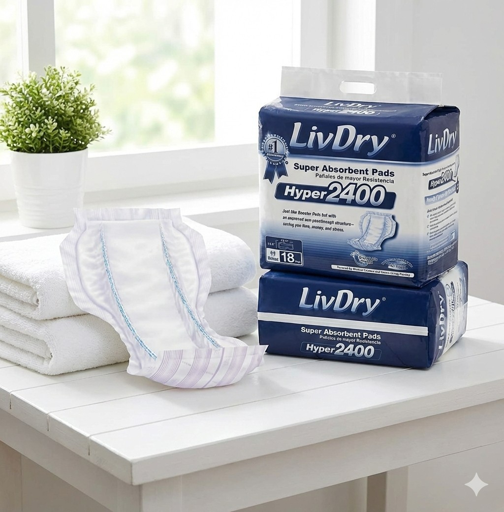 LivDry Hyper 2400 Super Absorbent Incontinence Pads (New) (2-Packs) (18ct)