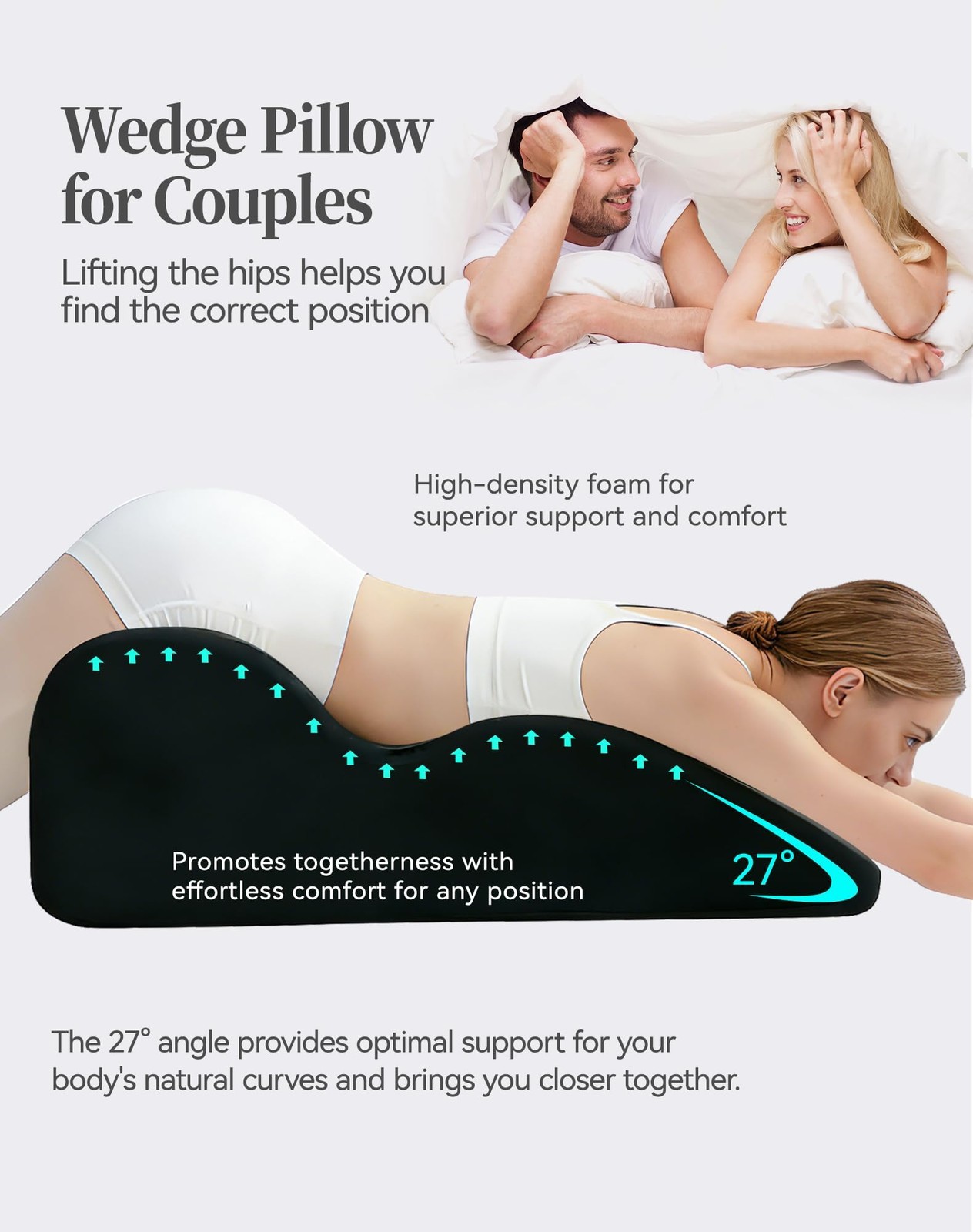 Ingdgnoso Memory Foam Wedge Pillow For Couples Intimacy 27 Degree Ergonomic Sex