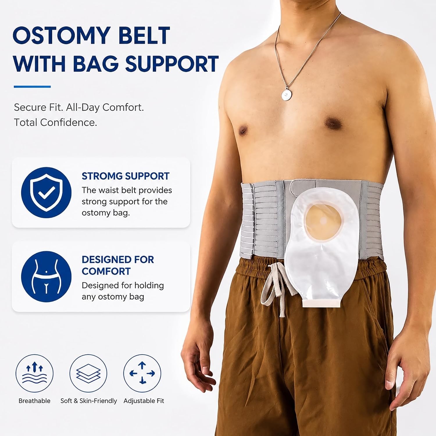 Adjustable Ostomy Support Belt for Comfort & Protection