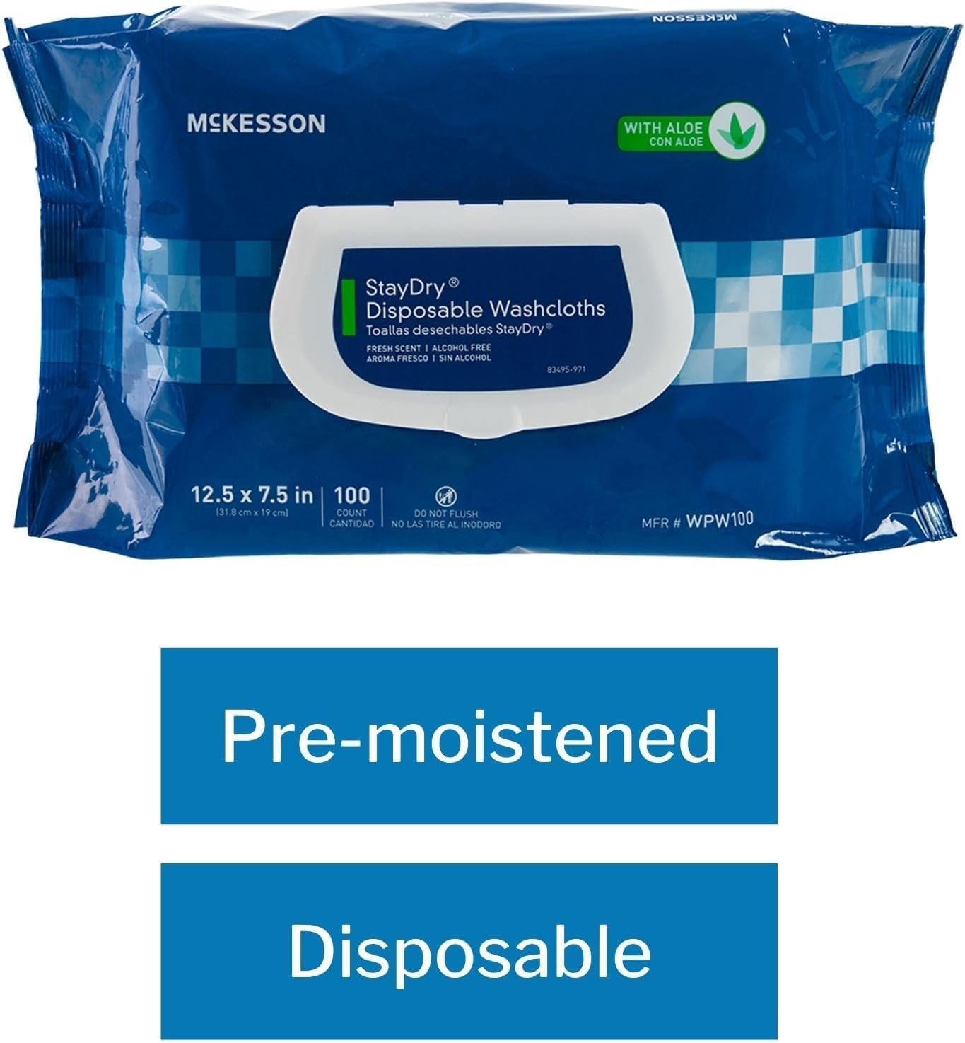 Staydry Nonwoven Wipes with Aloe – Eco-Friendly Washcloths for Gentle Cleansing