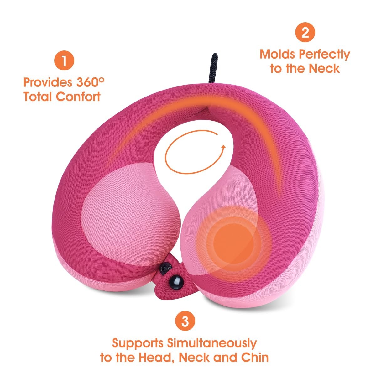 INFANZIA Kids Chin Supporting Travel Neck Pillow, Helps Child-Size, Pink