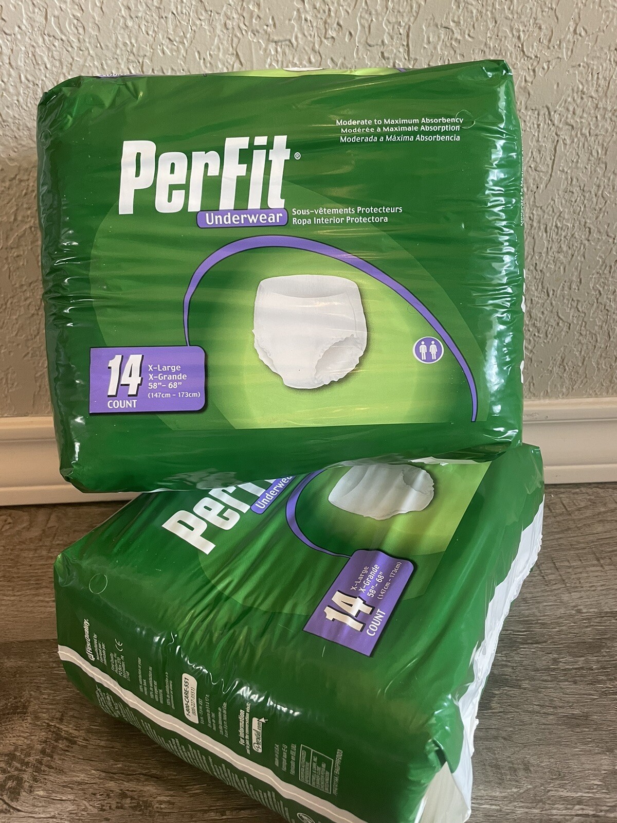 2 PACKS PerFit Underwear X-Large 58″-68″ Moderate to Maximum NEW 14 COUNT UNISEX