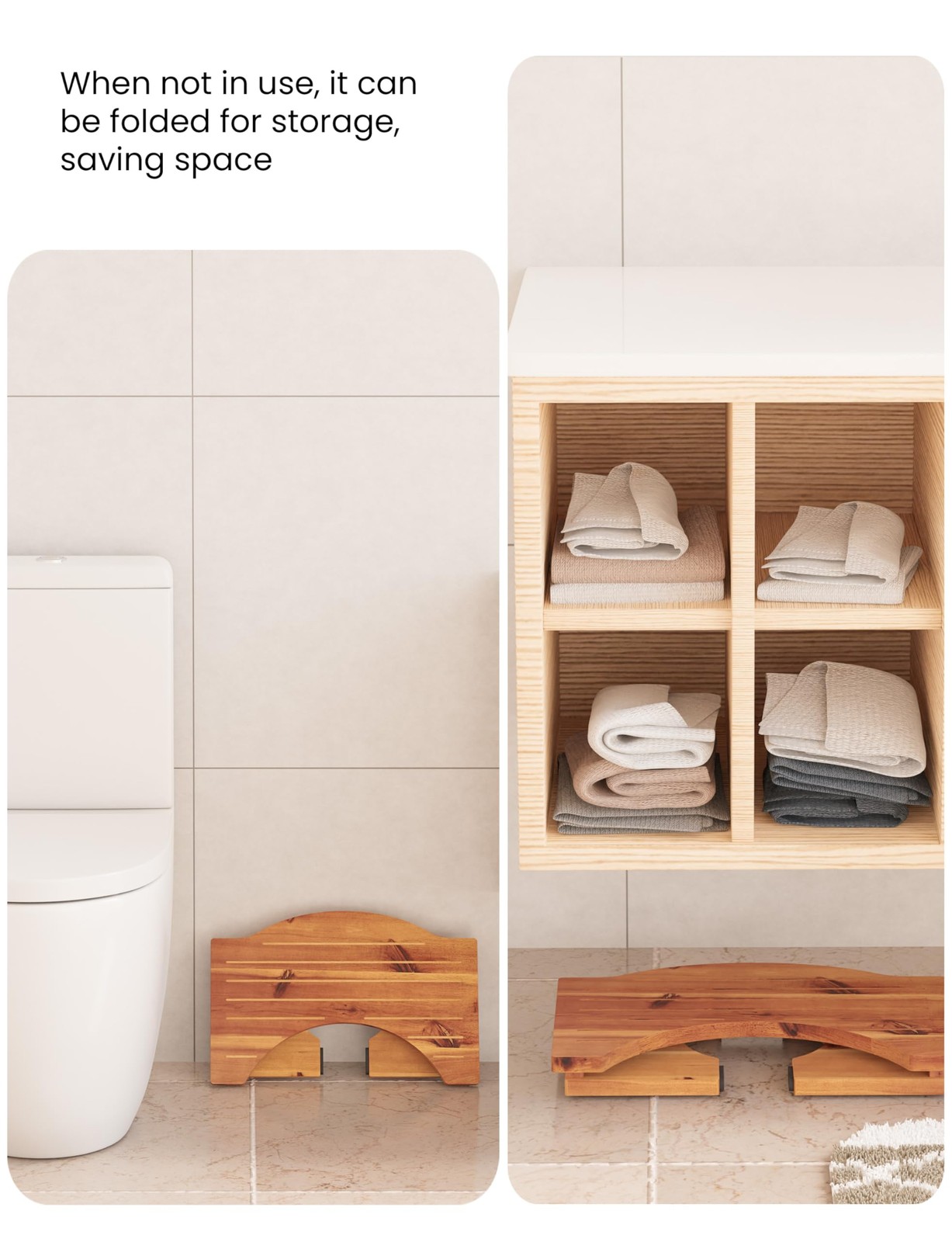HOLANA Foldable 7.2″ Acacia Wood Toilet Stool for Adults & Kids Squat Pooping