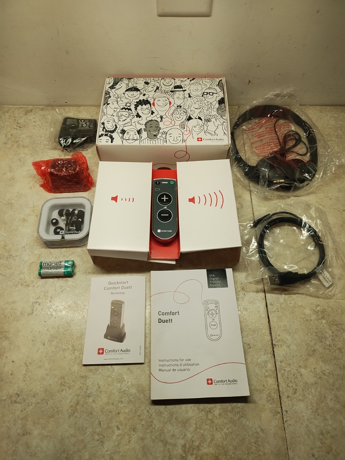 Comfort Audio Duett Personal Listener w/ Headphones & Earphones – Model 052-4110