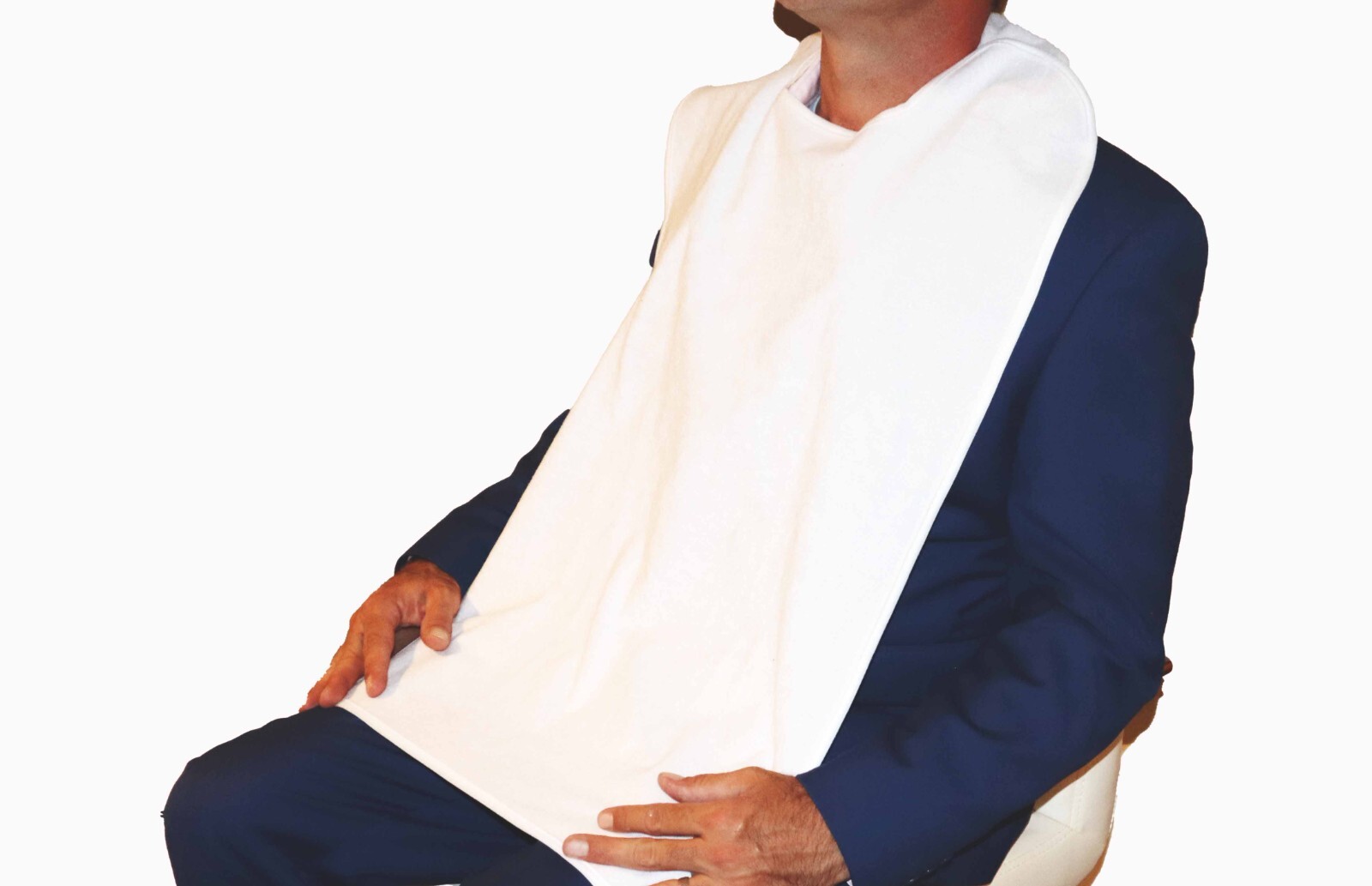 Adult Bib Mealtime Protector 3 Pack Waterproof Oversize 17.5″x 36″ White + Navy