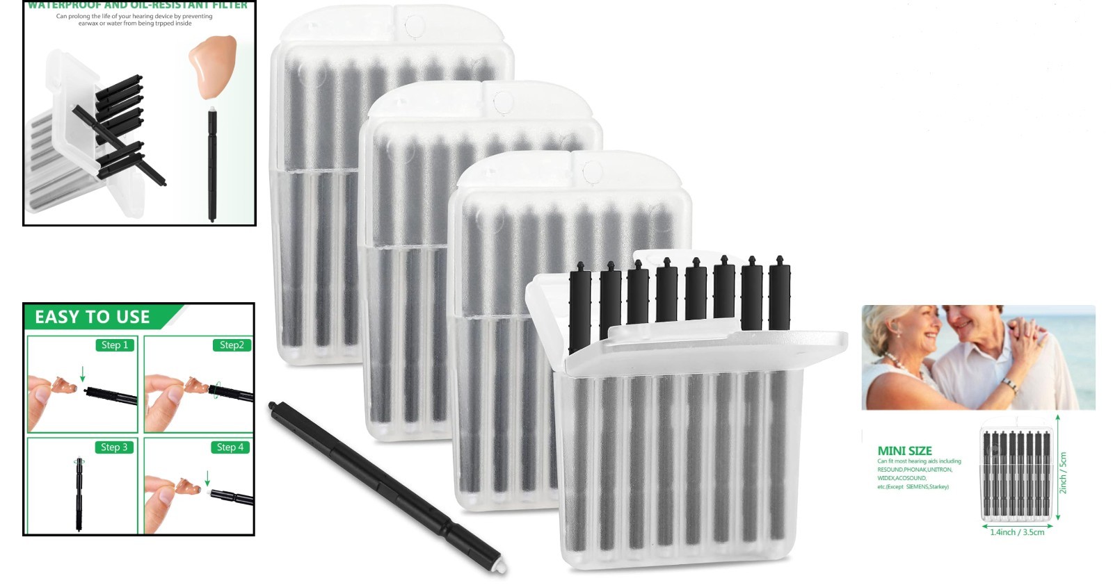 Hearing Aid Wax Guard Filters for Phonak Resound Widex Unitron 4 Pack