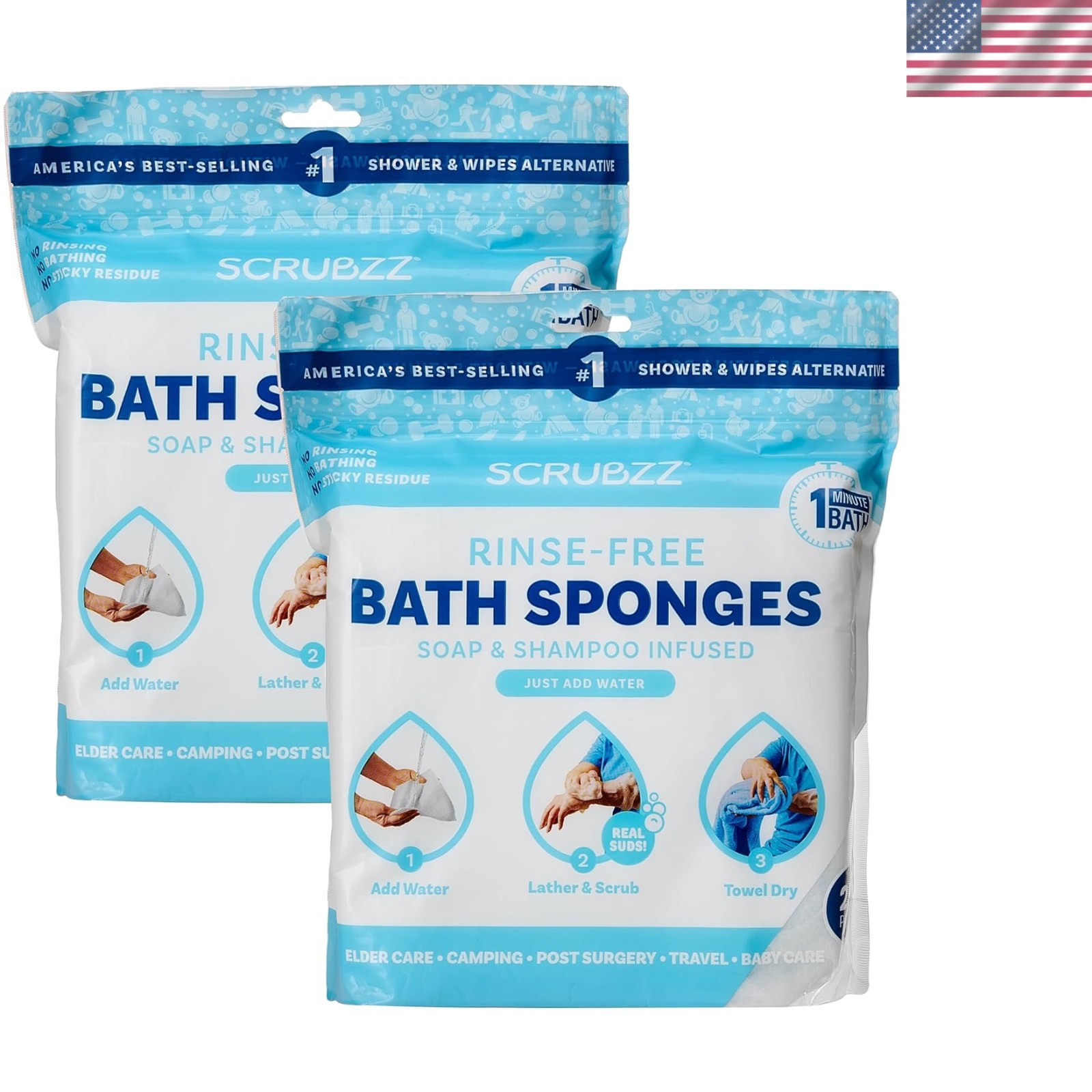 Convenient Rinse-Free Bath Wipes – Perfect for Seniors, Travel, and Emergencies