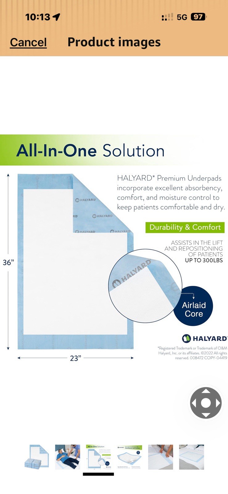 Halyard Super Absorbent Disposable Waterproof Underpads Cloth-like 36×23 in