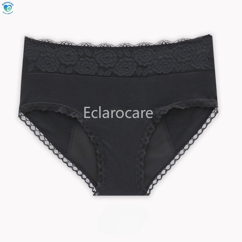 Women’s Mid-Rise Sanitary Underwear w/ Lace Petal Design 4-Layer Leak Protection