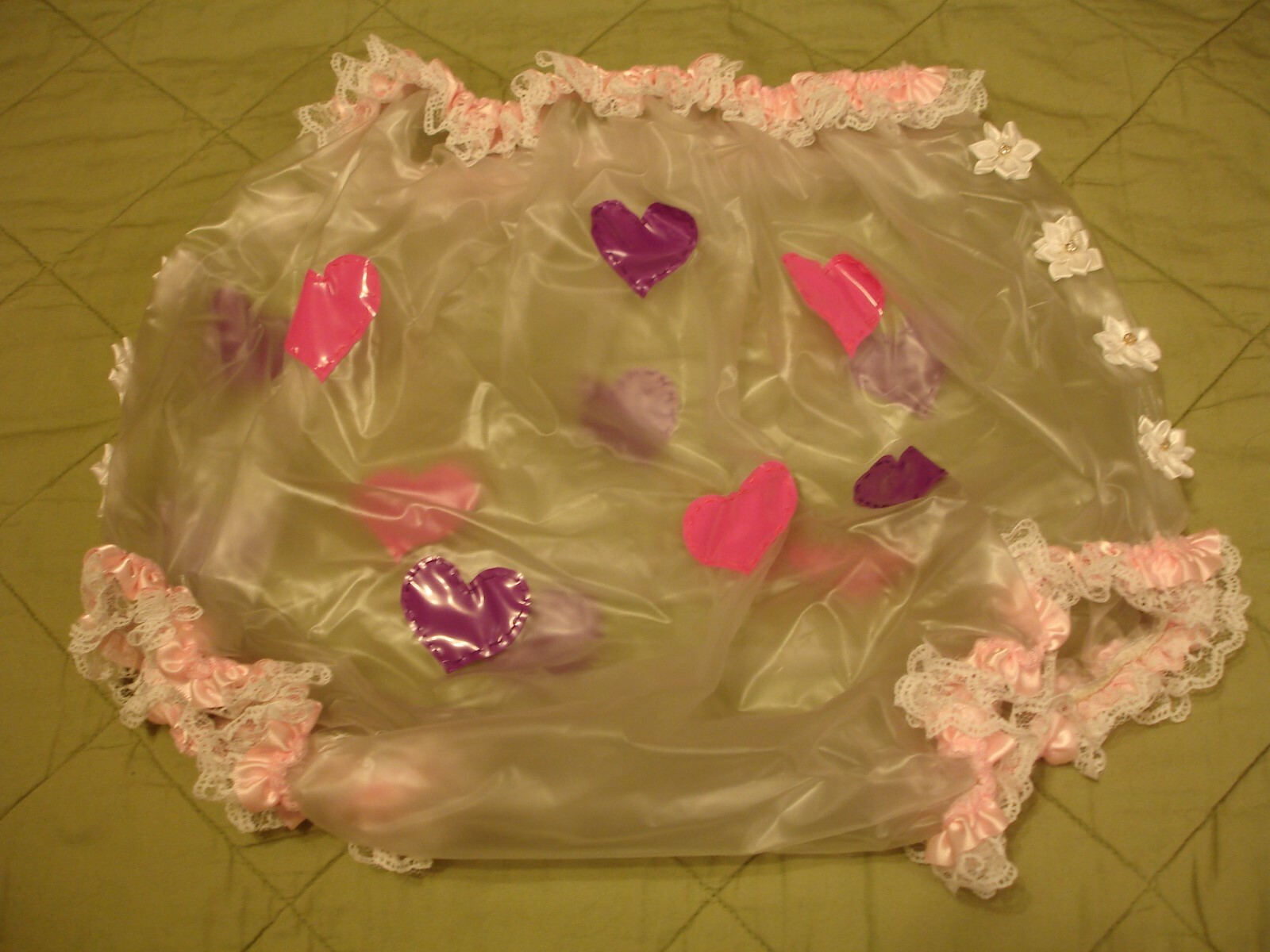 plastic pants adult size large new semi transparent custom designed 