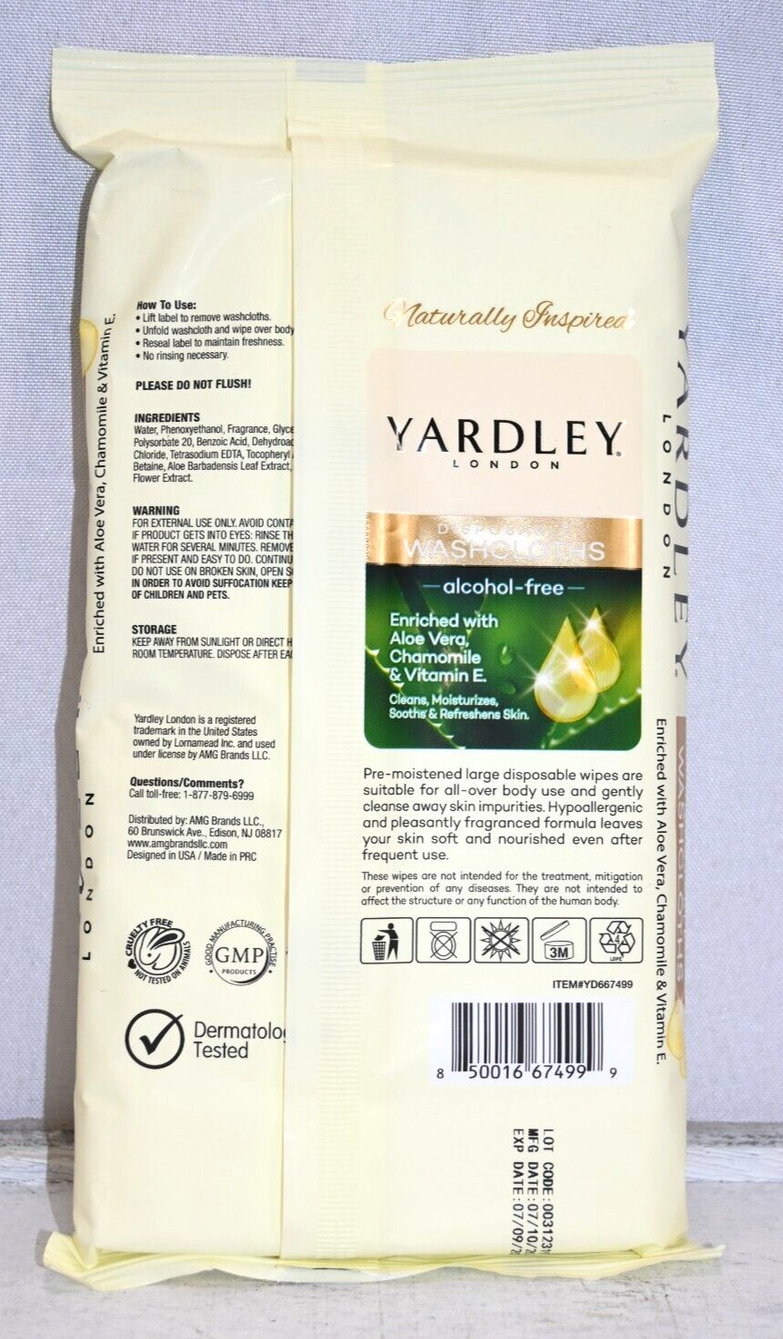 Yardley London Disposable Washcloths 18ct Large Size 12″X8″ New In Package
