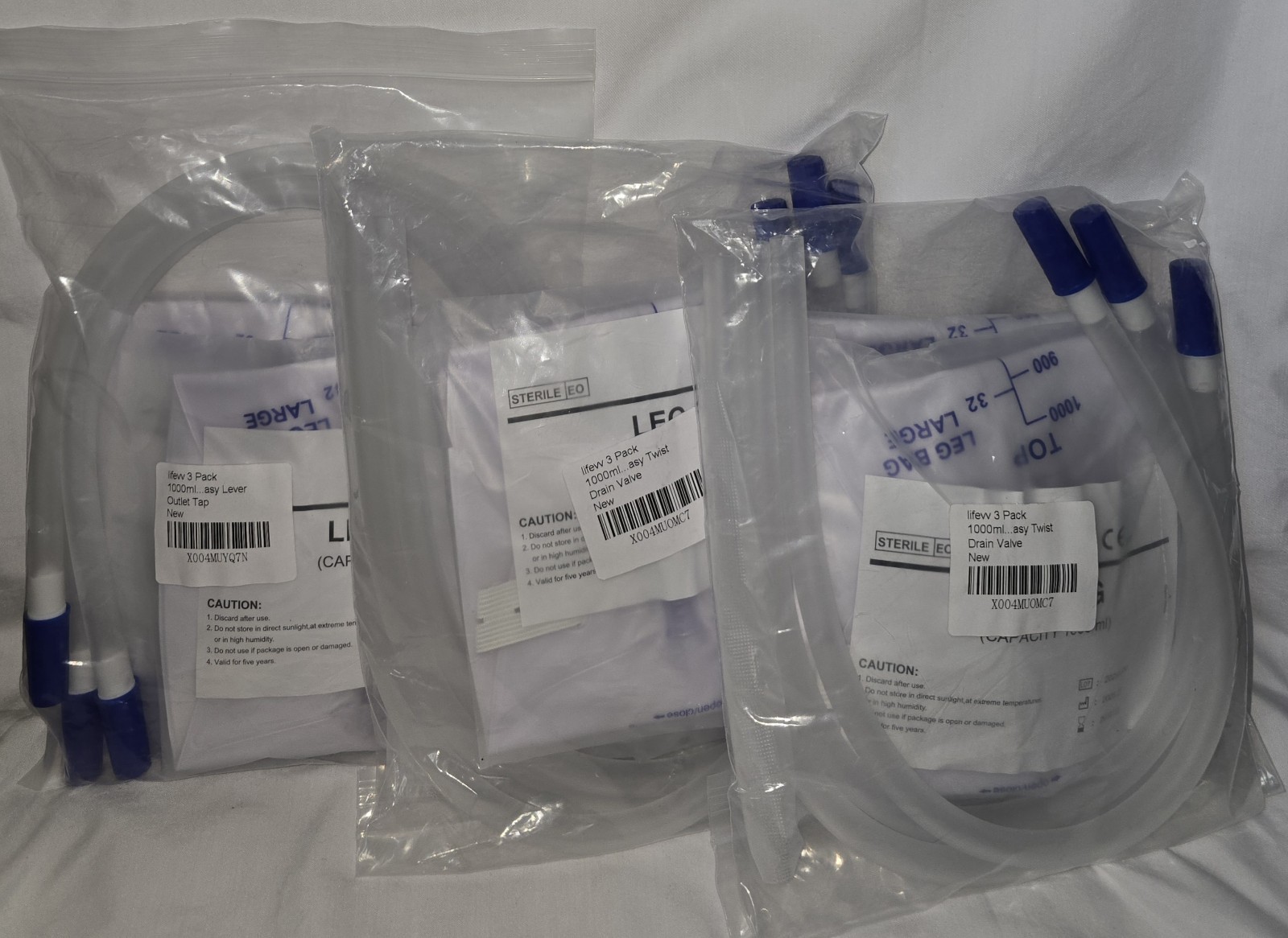 LifeVV 1000ml Urinary Drainage Leg Bag Lot of 9 Easy Twist Drain Valve EXP 2030