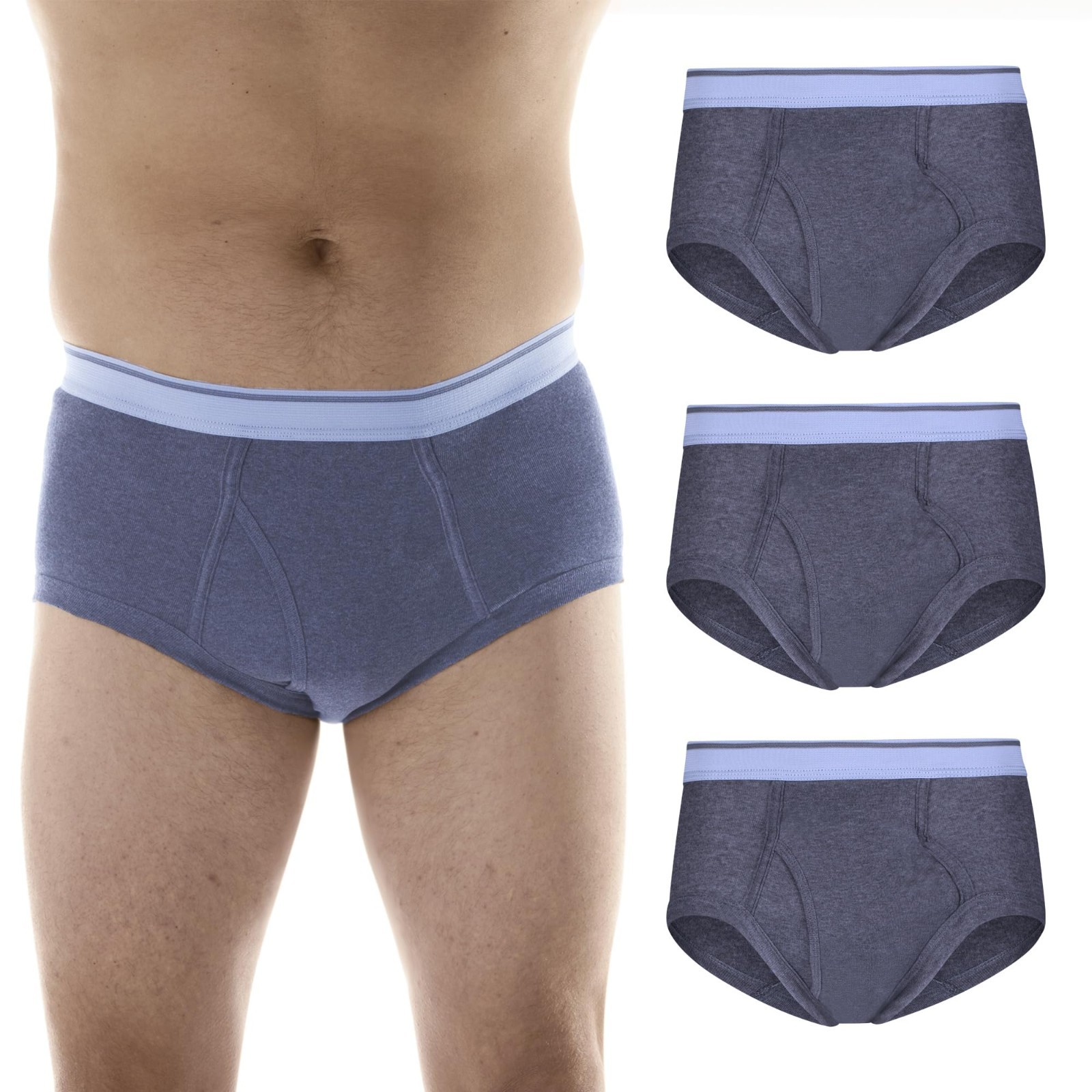 Wearever Men’s 3 Pack Regular Absorbency Incontinence Briefs Leak Proof Gray 3XL