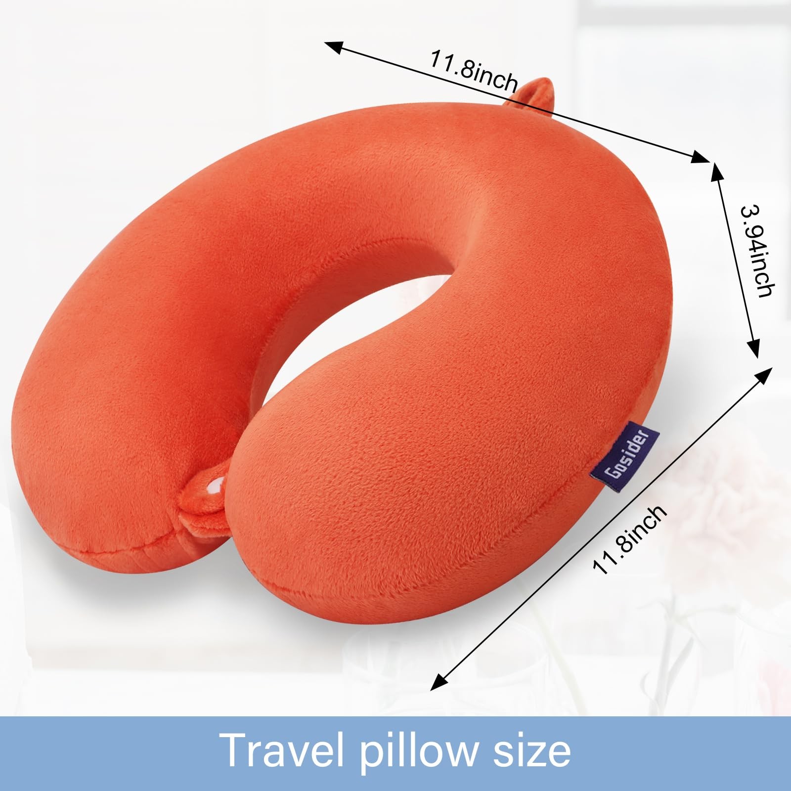 Gosider Orange Memory Foam Velvet Travel Neck Pillow for Onesize,