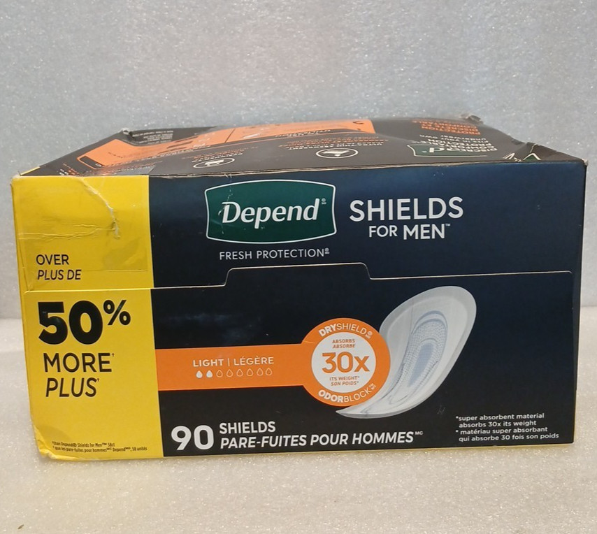 Depend Shields Incontinence Pads for Men (Light Absorbency) 90-Count [G3]