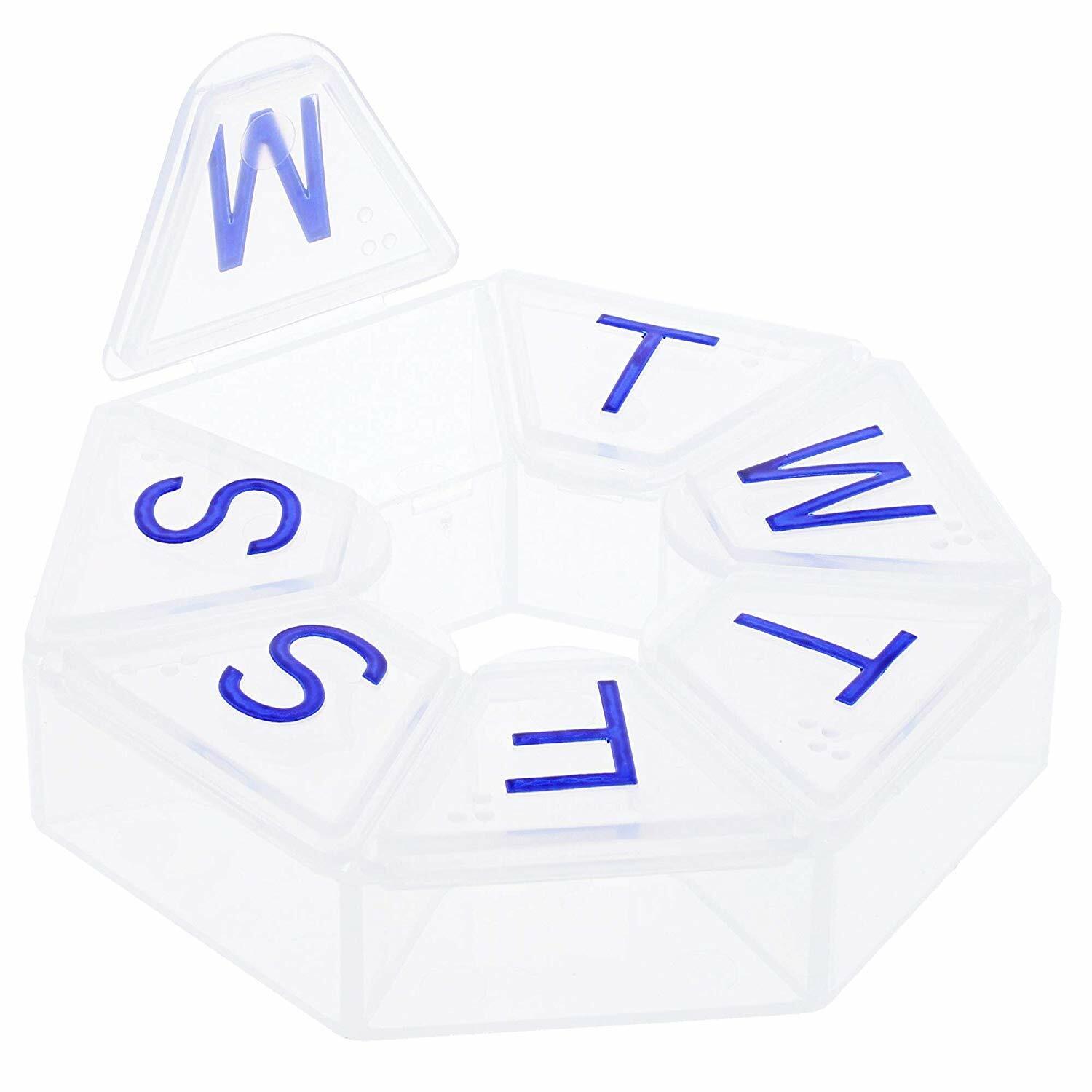 Comfort Axis Heptagon Shape Pill Organizer for Daily Supplements 7 Sides 1 Pack