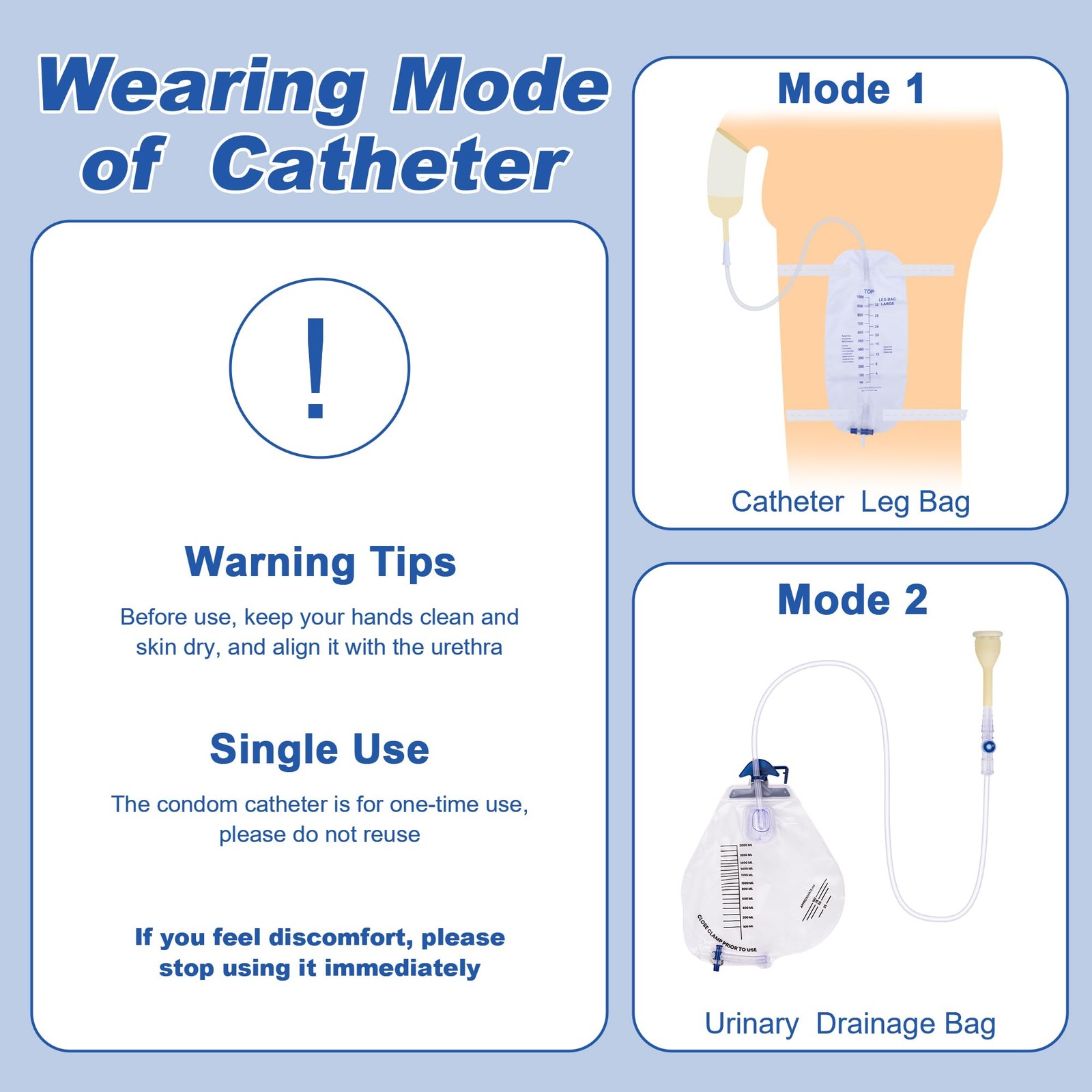 Latex Condom Catheters External 40mm 20PCS Leak-Proof Adhesive Strips Wrapped