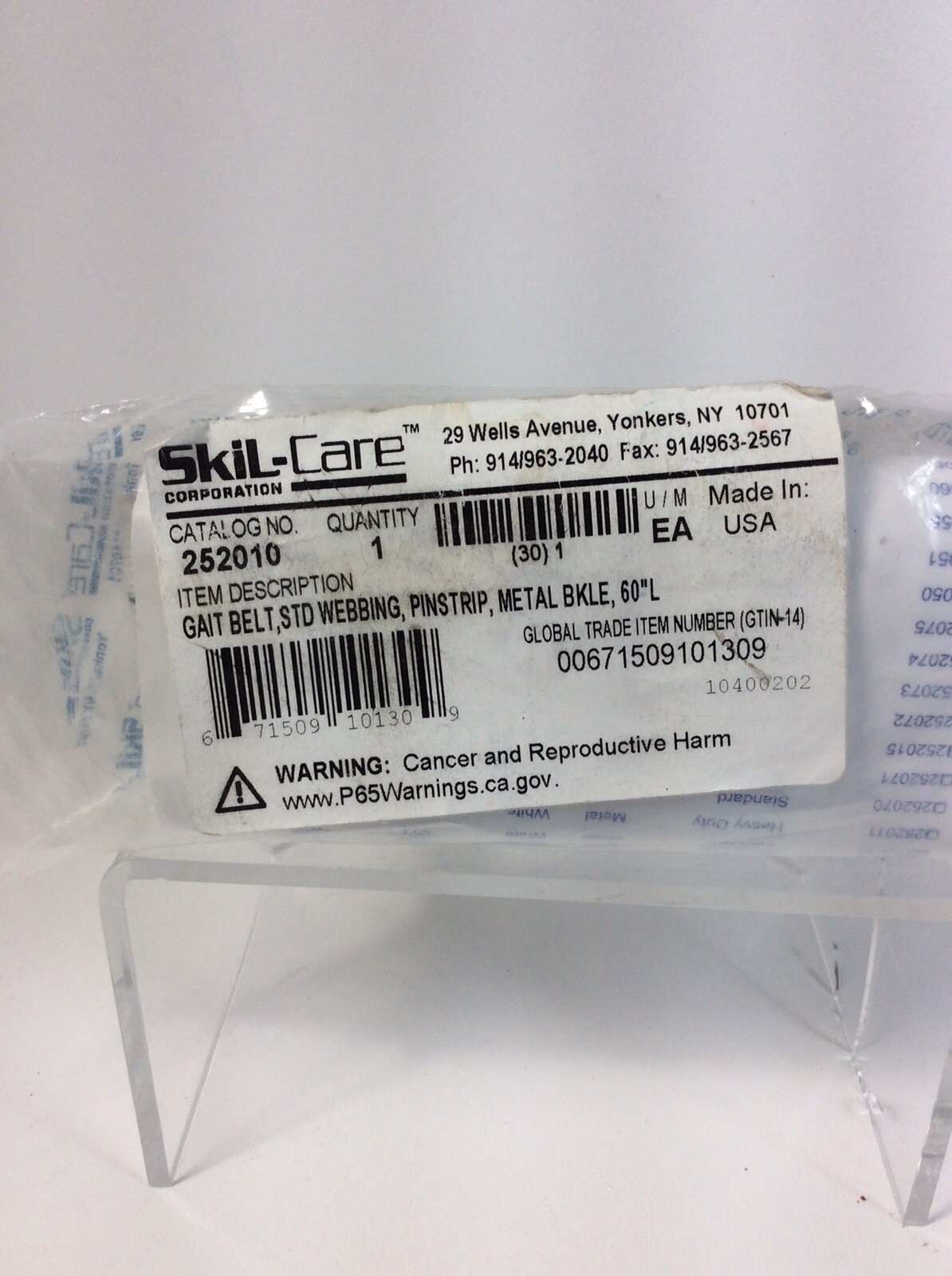 SkiL-Care Gait Belt 60″ Length Pinstripe 252010 New Sealed Package