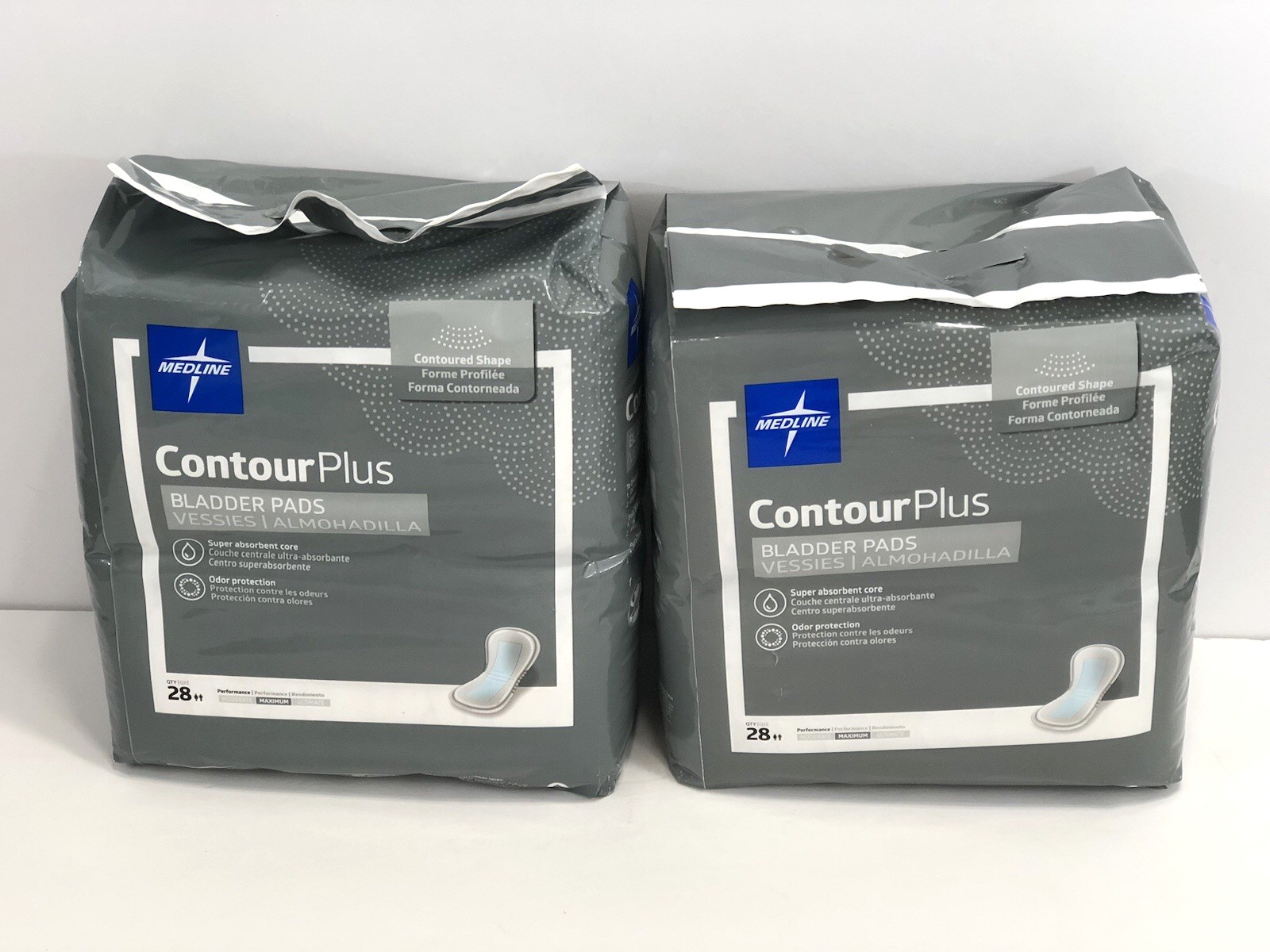 2 Pkgs Medline Maximum ContourPlus Unisex Bladder Control Pads 56 Total Pads