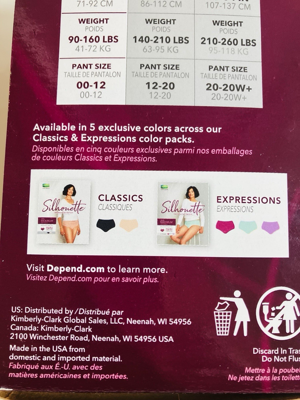 Depend Silhouette Incontinence Underwear for Women, Size Small 4 Pack