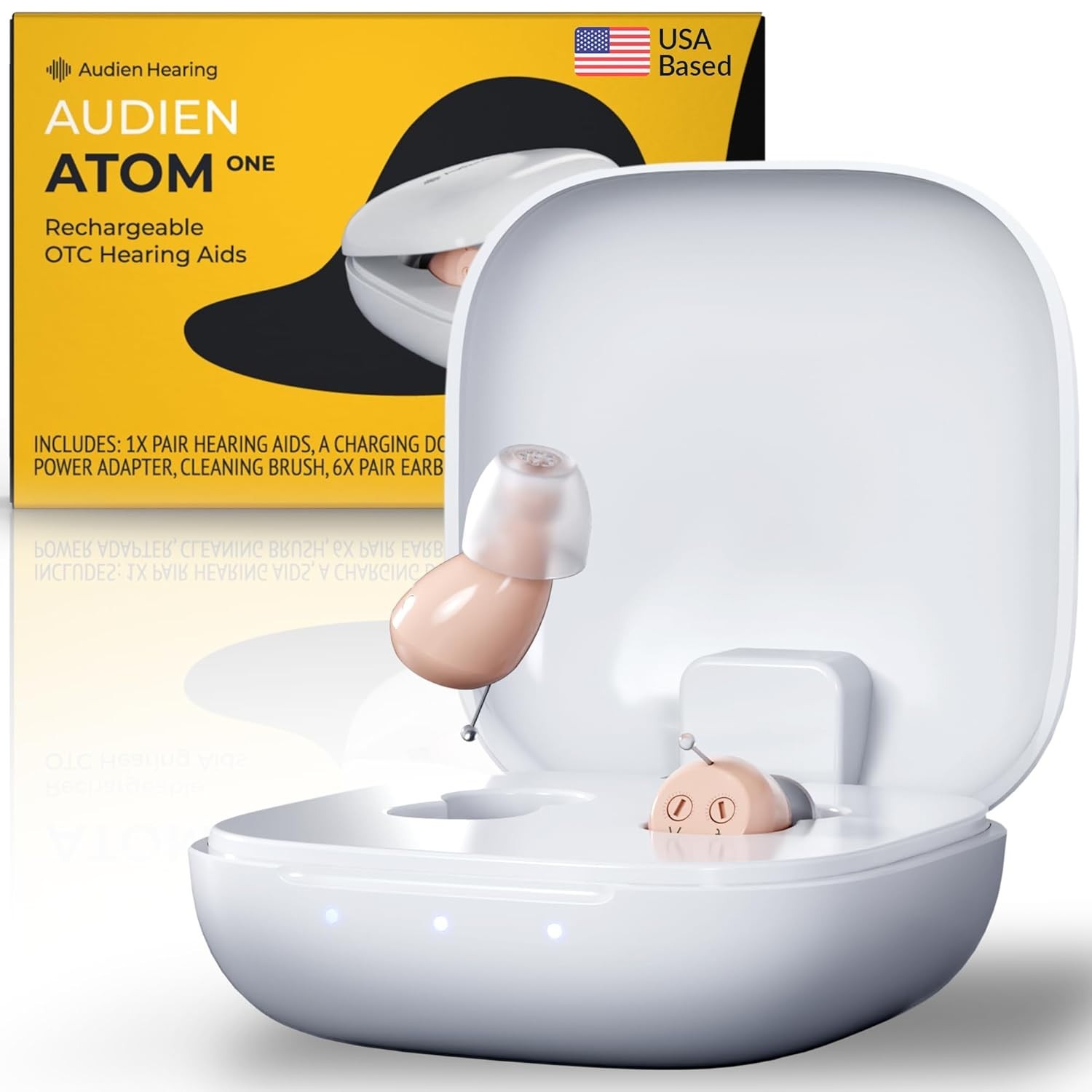 Audien Atom One Rechargeable OTC Hearing Aids – Wireless Small Hearing Device