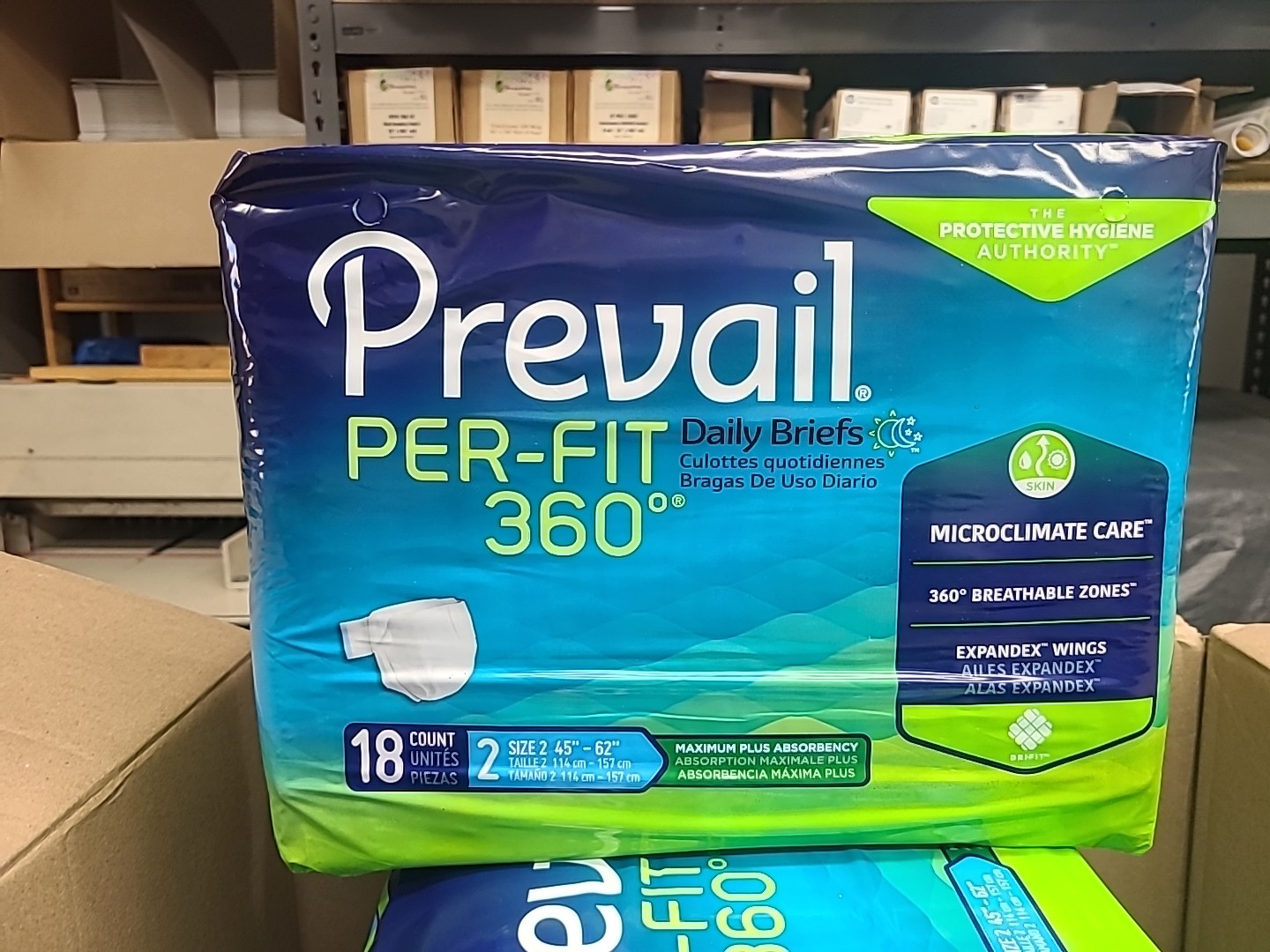 Prevail Per-Fit 360 Daily Brief Size 2, 45″-62″ – 4 Packs of 18 Count, Max Plus