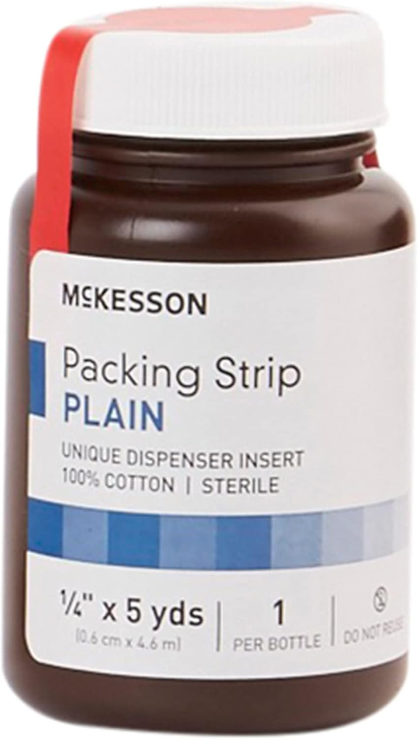 McKesson Packing Strip, Sterile, Plain, 100% Cotton, 1/4 in x 5 yds, 1 Count