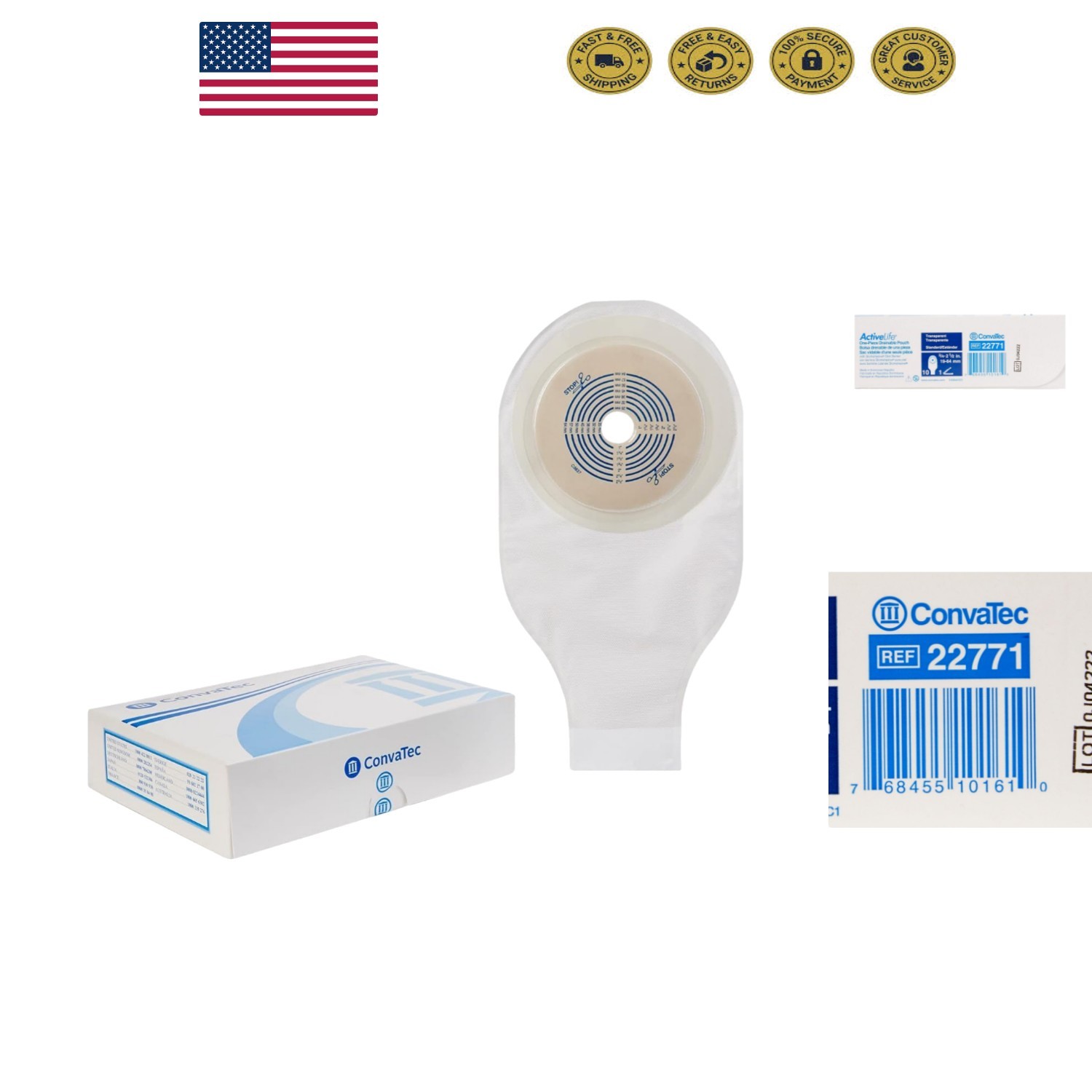 Transparent Cut-to-Fit Drainable Pouches Pack of 10 with Comfort Barrier