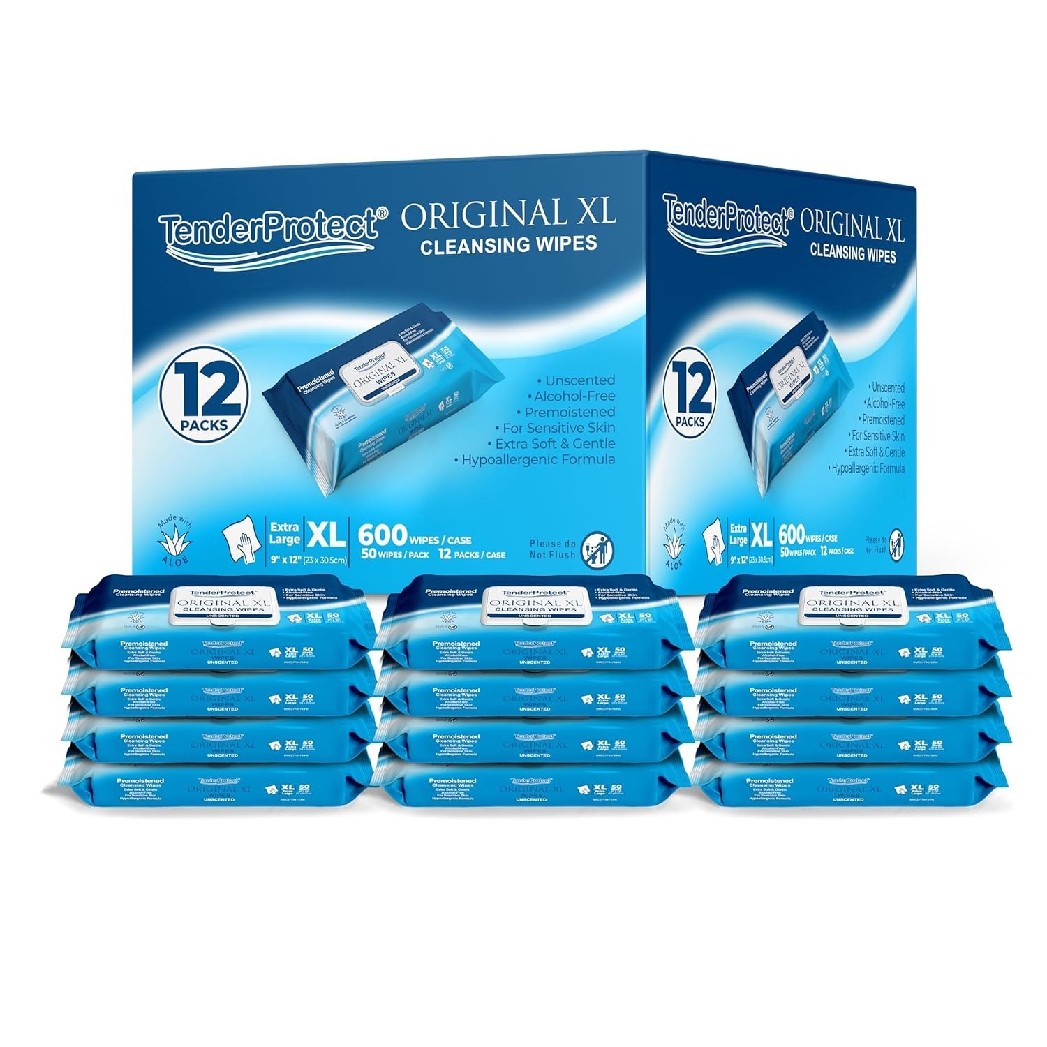 Tenderprotect® Original Xl Premium Adult Wipes (600 Ct), Extra-large 9