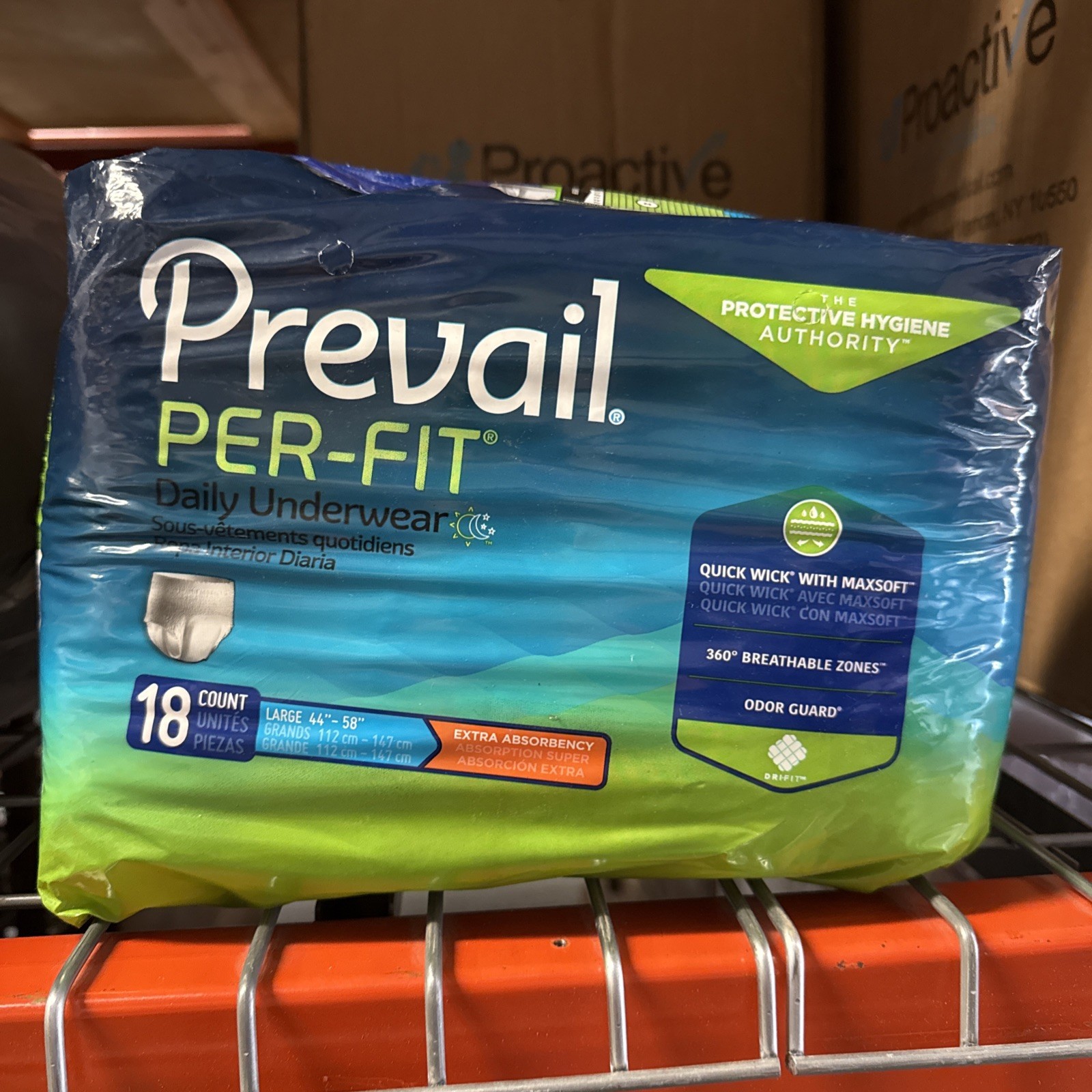 Prevail Per-Fit Unisex Underwear – White, Size L, Pack of 18 PF-513 1 case of 5