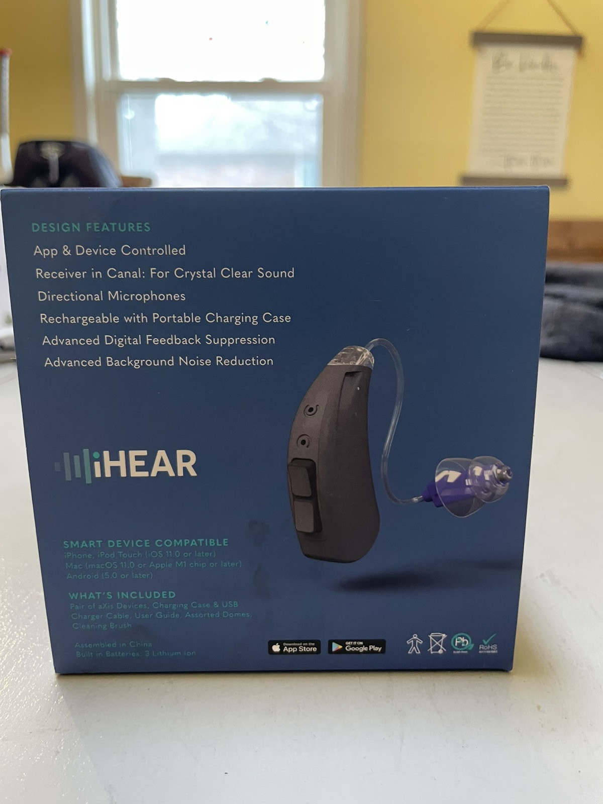 iHear AXIS Advanced OTC Hearing Aid Rechargeable Advanced App Control – NEW