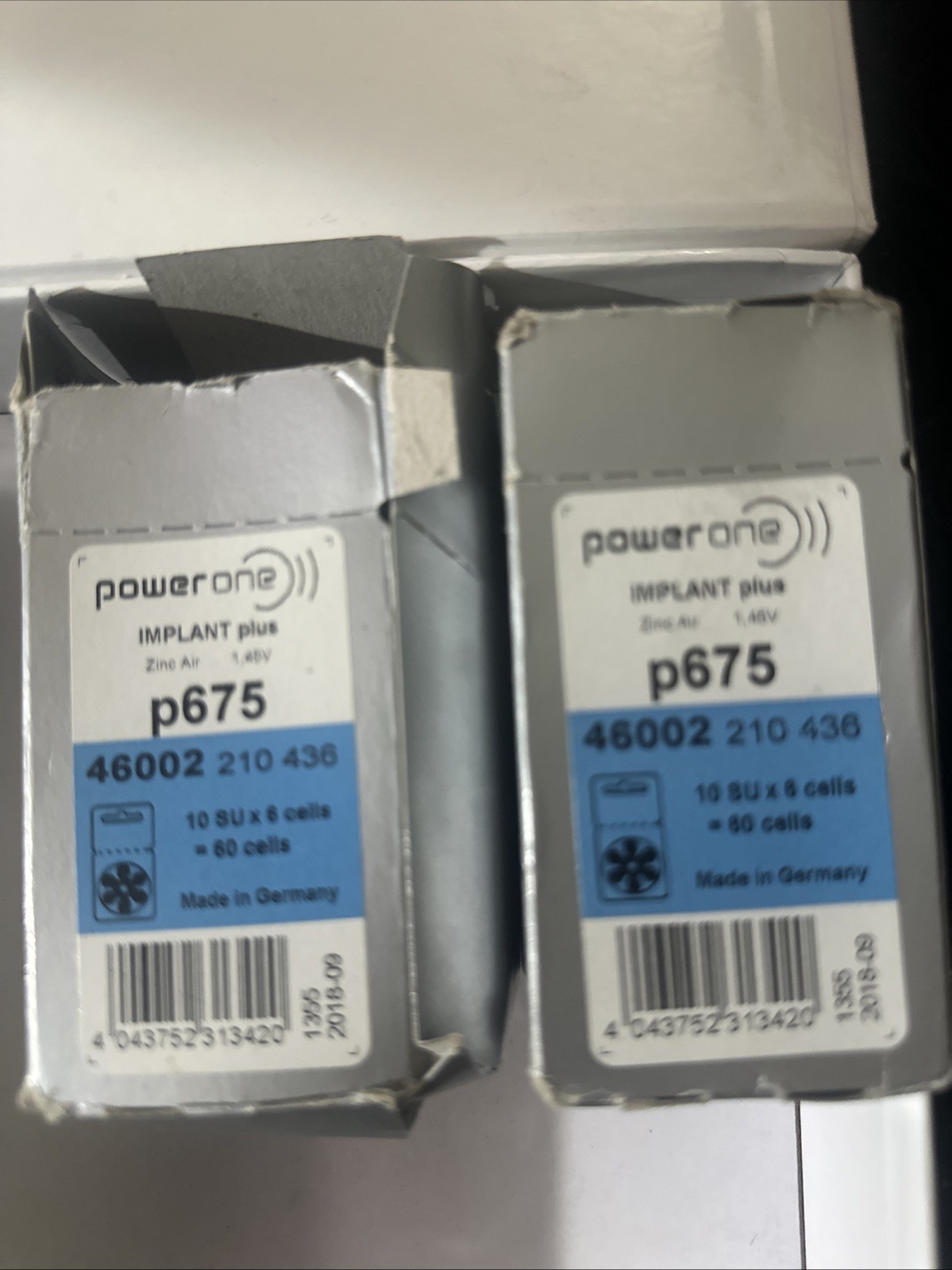 2 x 10 Packs (60 Batteries) Power One Cochlear Implant, 120 Batteries Exp 2029