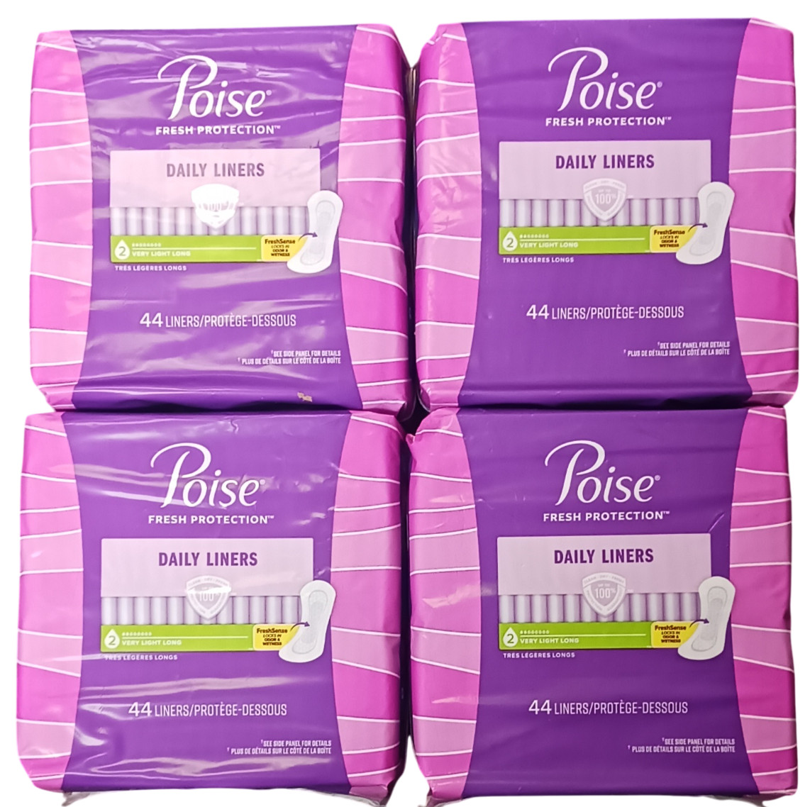 4-Poise Liners Light Bladder Leakage Long Length Very Light Absorbency 44 Count