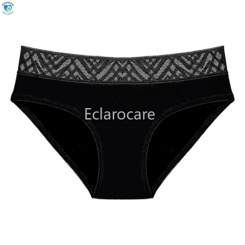 3pcs Women’s Mid-Rise Lace Underwear Menstrual Panties 4 Leak-Proof Protection