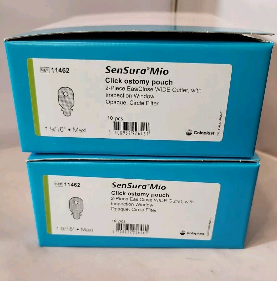 2 Boxes Of 10 Coloplast SenSura Mio 11462 2-Piece EasyClose Ostomy Filter Pouch