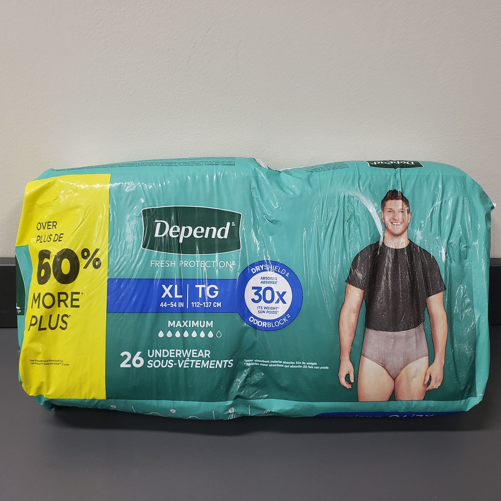 Depend Fresh Protection Incontinence Underwear for Men, Max Absorb, XL, 26 Count