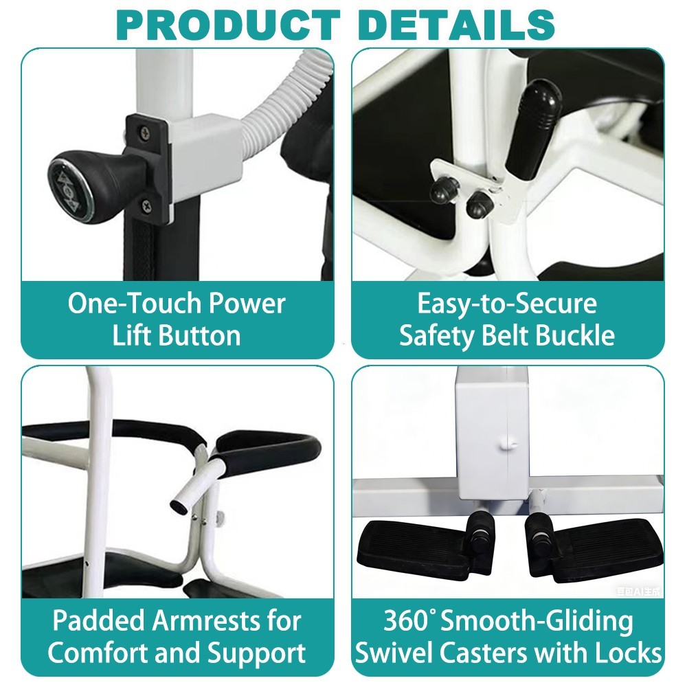 Irtme Electric Patient Lift Transfer Chair with Sling, Home Care Mobility Aid