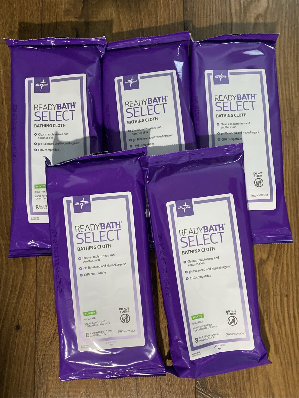 Lot Of 5 Medline ReadyBath Select Bathing Cloth Fragrance Free #407