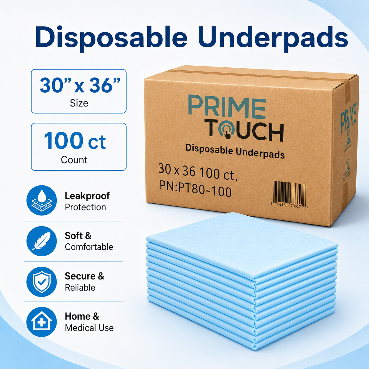 100 Pcs Disposable Underpads incantinence Heavy Absorbency 30 ” x 36″ Elderly