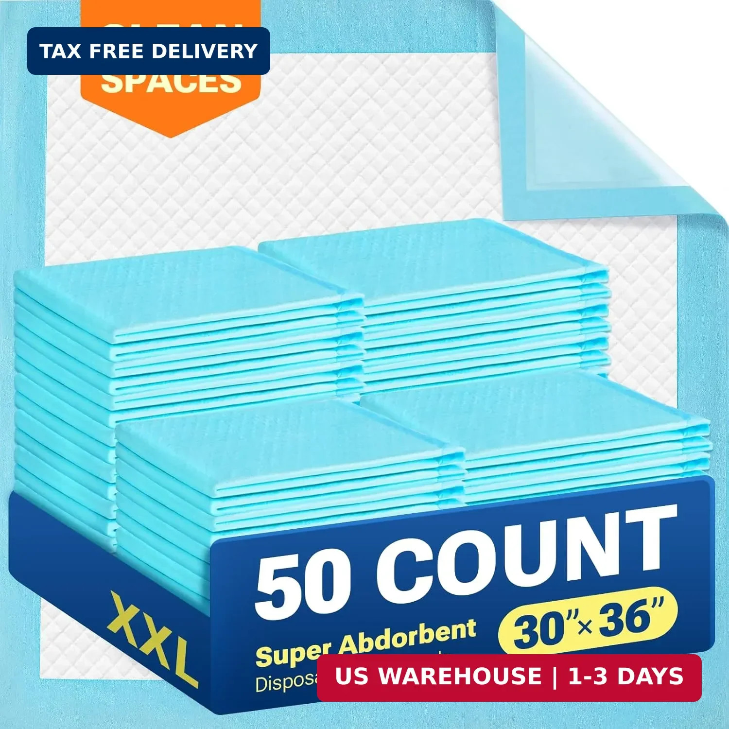 30″ x 36″ 50 Count Super Absorbency Disposable Bed Pads for Adults