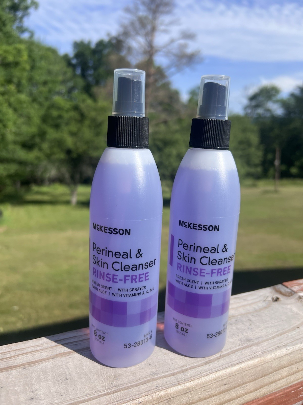 McKesson Perineal Wash Rinse-Free Fresh Scent Skin Cleanser 8oz Pump Bottle 2 Ct