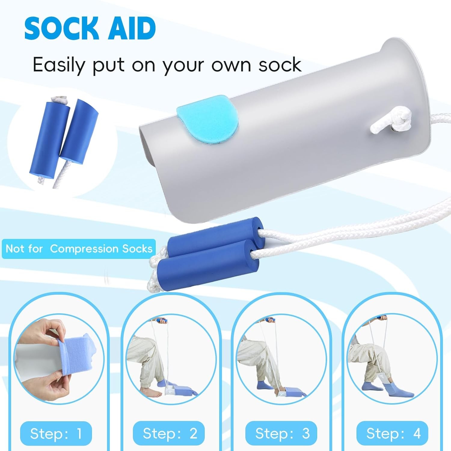 Sock Aid Kit Easy On and Off Socks No Bending Sock Puller Assist Device