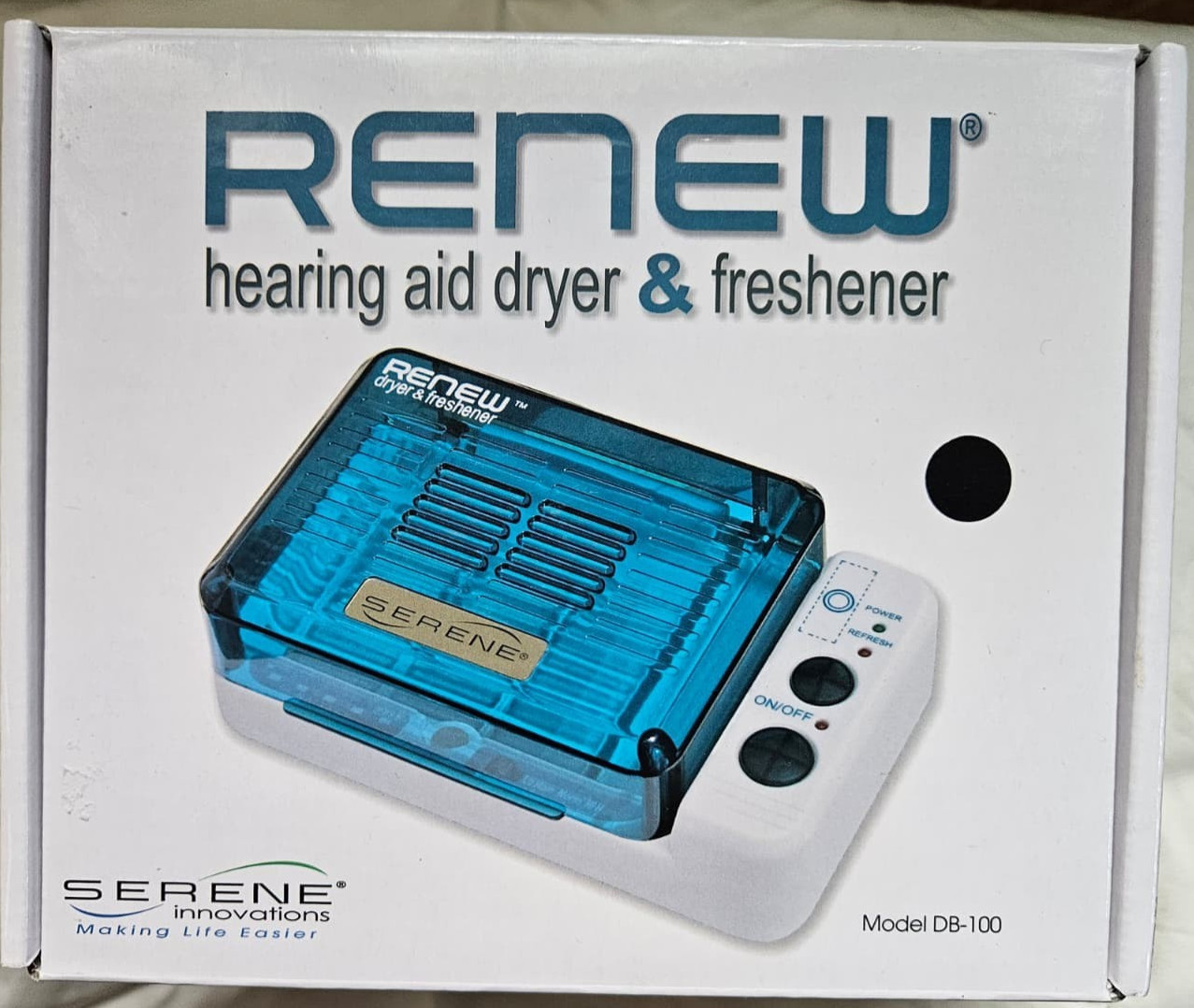 Renew Hearing Aid Dryer DB-100 Electronic Dehumidifier Freshener Case