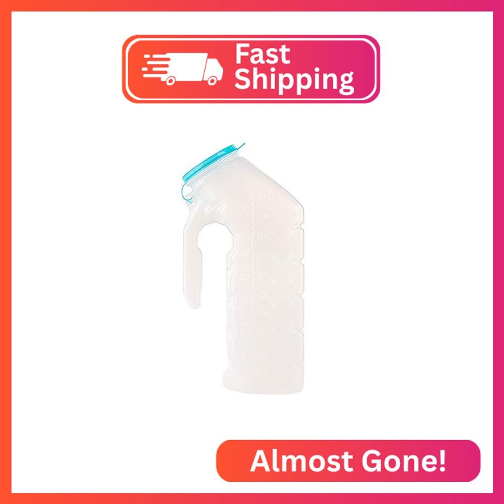Male Urinal with Glow in The Dark Lid (1 Bottle) 32 Oz Urine Bottle for Men – Pe
