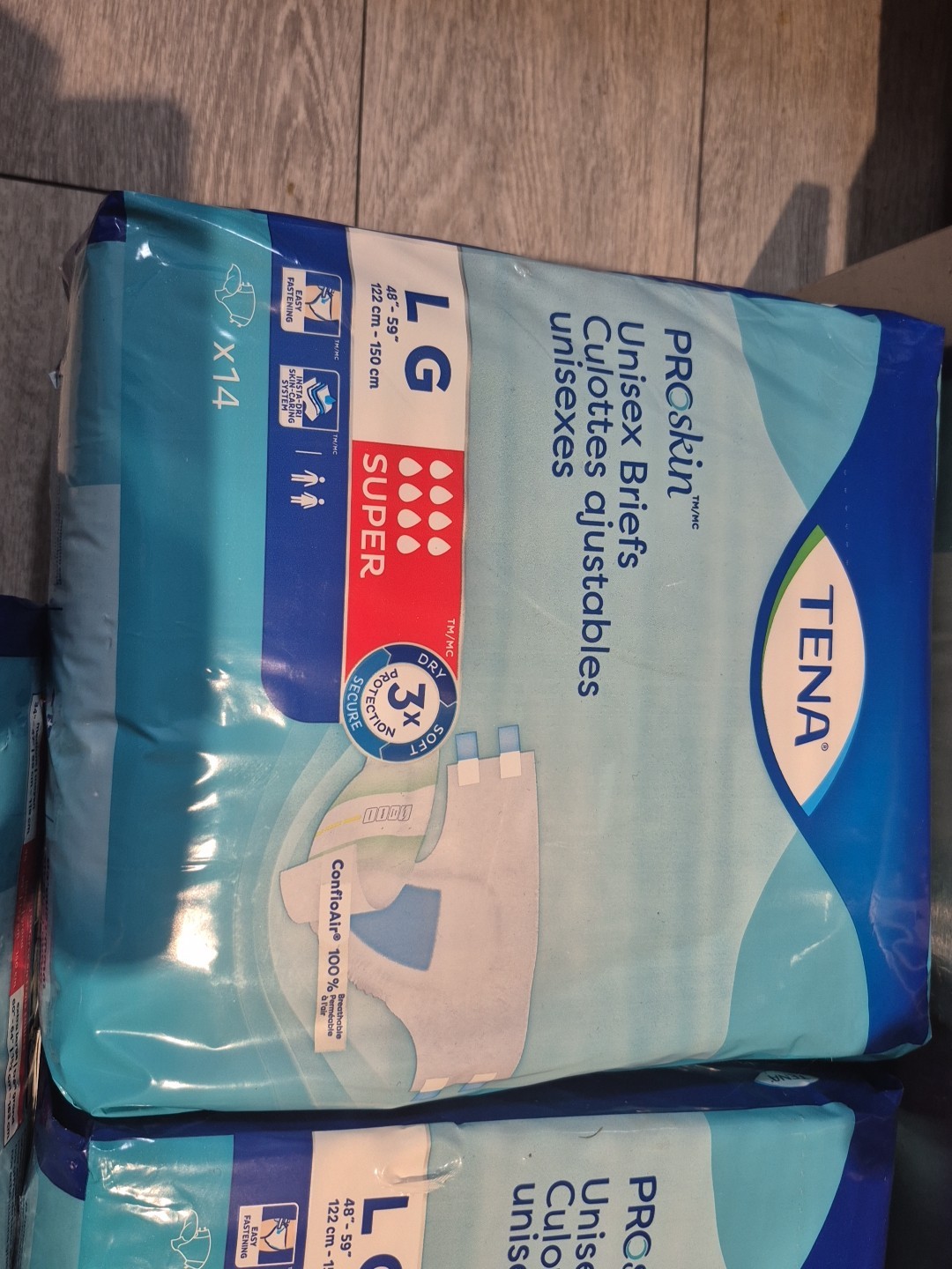 Lot Of 3 Tena Proskin Unisex Super Absorbency Briefs. Size Large (14 Count) X 3
