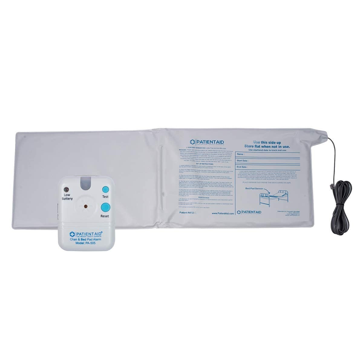 Bed Alarm with 10″ x 30″ Motion Sensor Pad and Wired Device, Various Ring Sou…